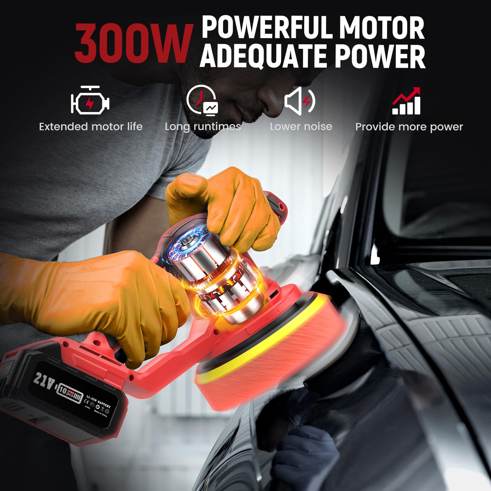 Avhrit Updated Cordless Polisher With 2X4.0Ah Batteries, 6 Variable Speed Up To 5500 Rpm, 6 In Car Buffer Polisher For Car Detai