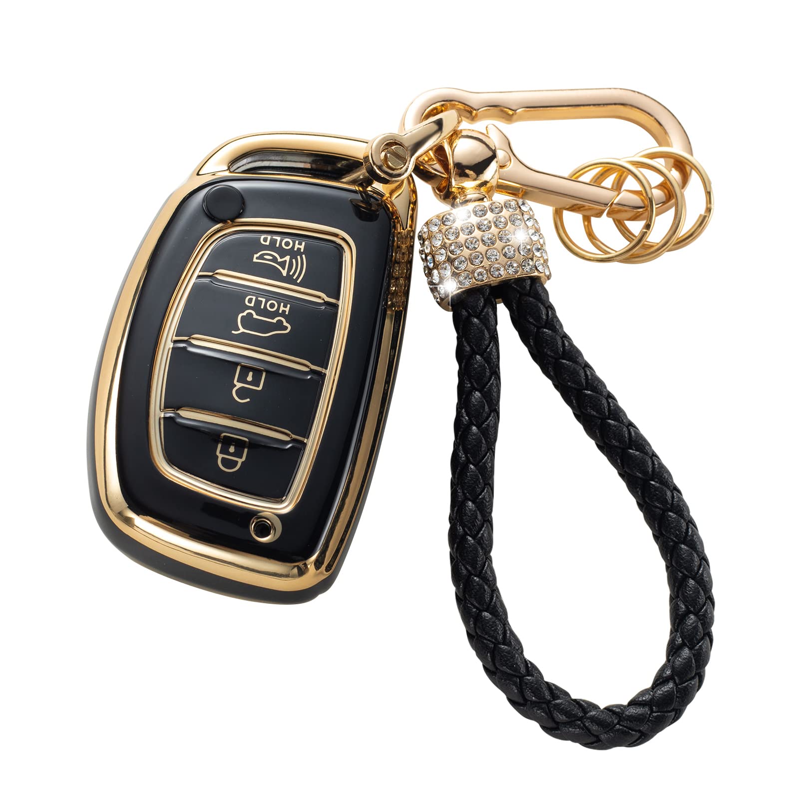 Gematay For Hyundai Key Fob Cover With Keychain Lanyard, Key Fob Protector Shell Compatible With Elantra Ioniq Sonata Tucson Ela