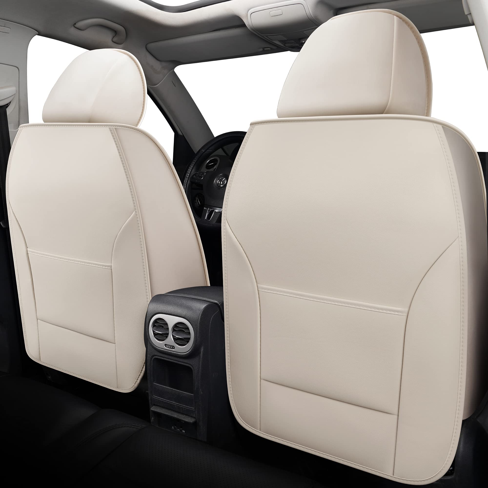 Isen-Coverauto Faux Leather Front Car Seat Covers Automotive Vehicle Cushion Cover For Cars Suv Pick-Up Truck Universal Fit Set