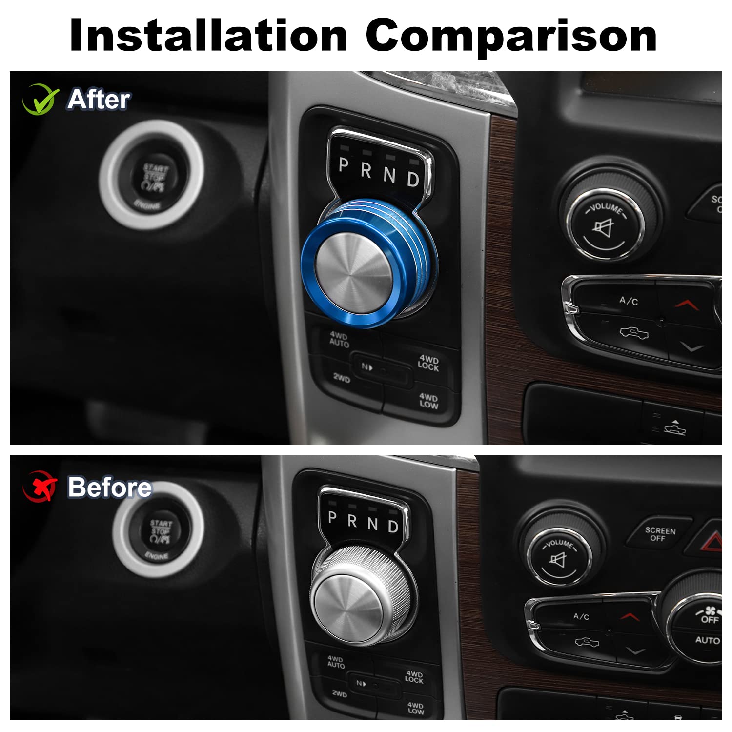 Voodonala for Dodge RAM Aluminum Gear Shift Shifter Switch Transmission Gear Selector Shift Lever Gearstick Knob Coverfor 2013-2