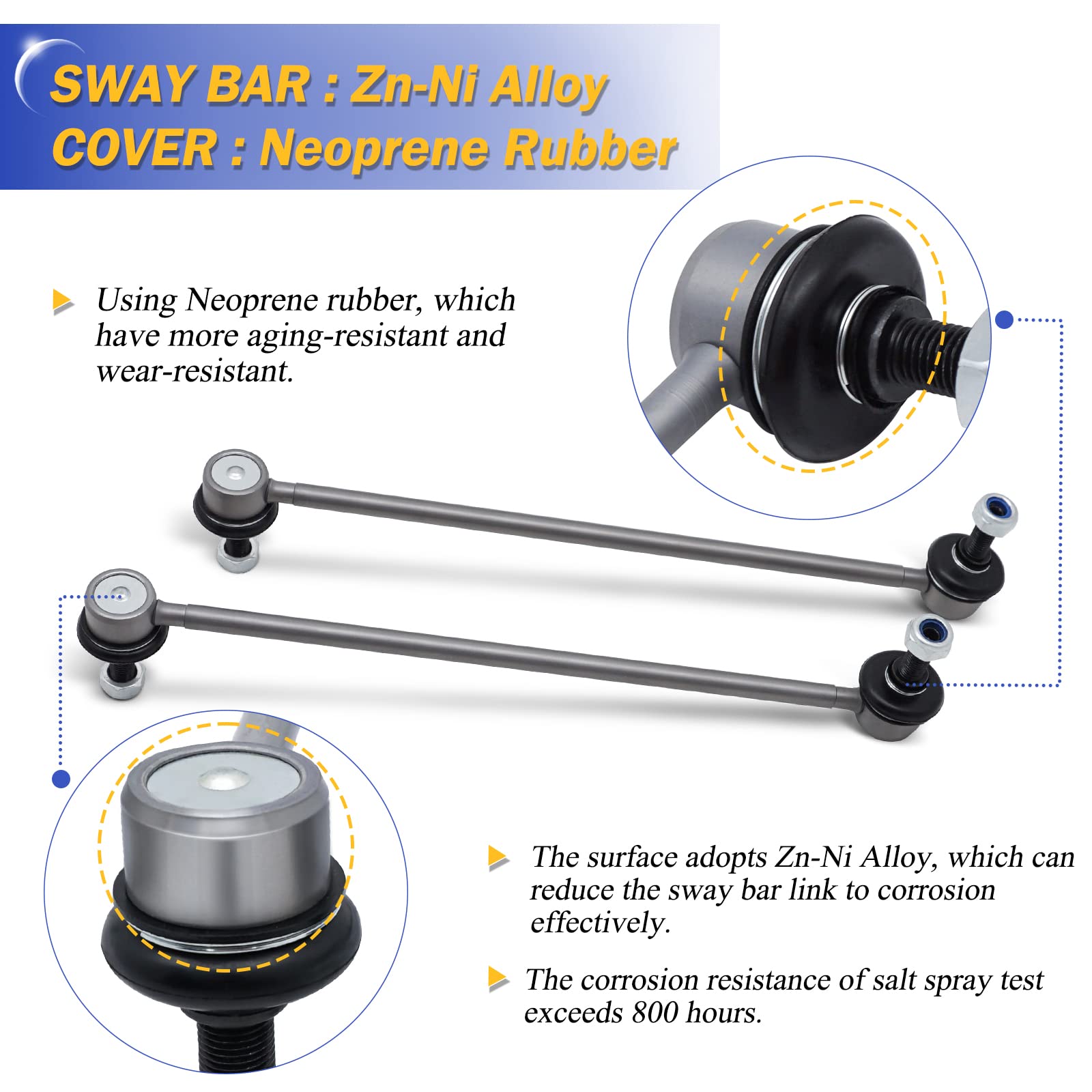 Zinc-Nickel Alloy Front Stabilizer Sway Bar Links For 2004-2009 Mazda 3 2006-2014 Mazda 5 1995-2001 Bmw 740I 740Il 750Il K80235