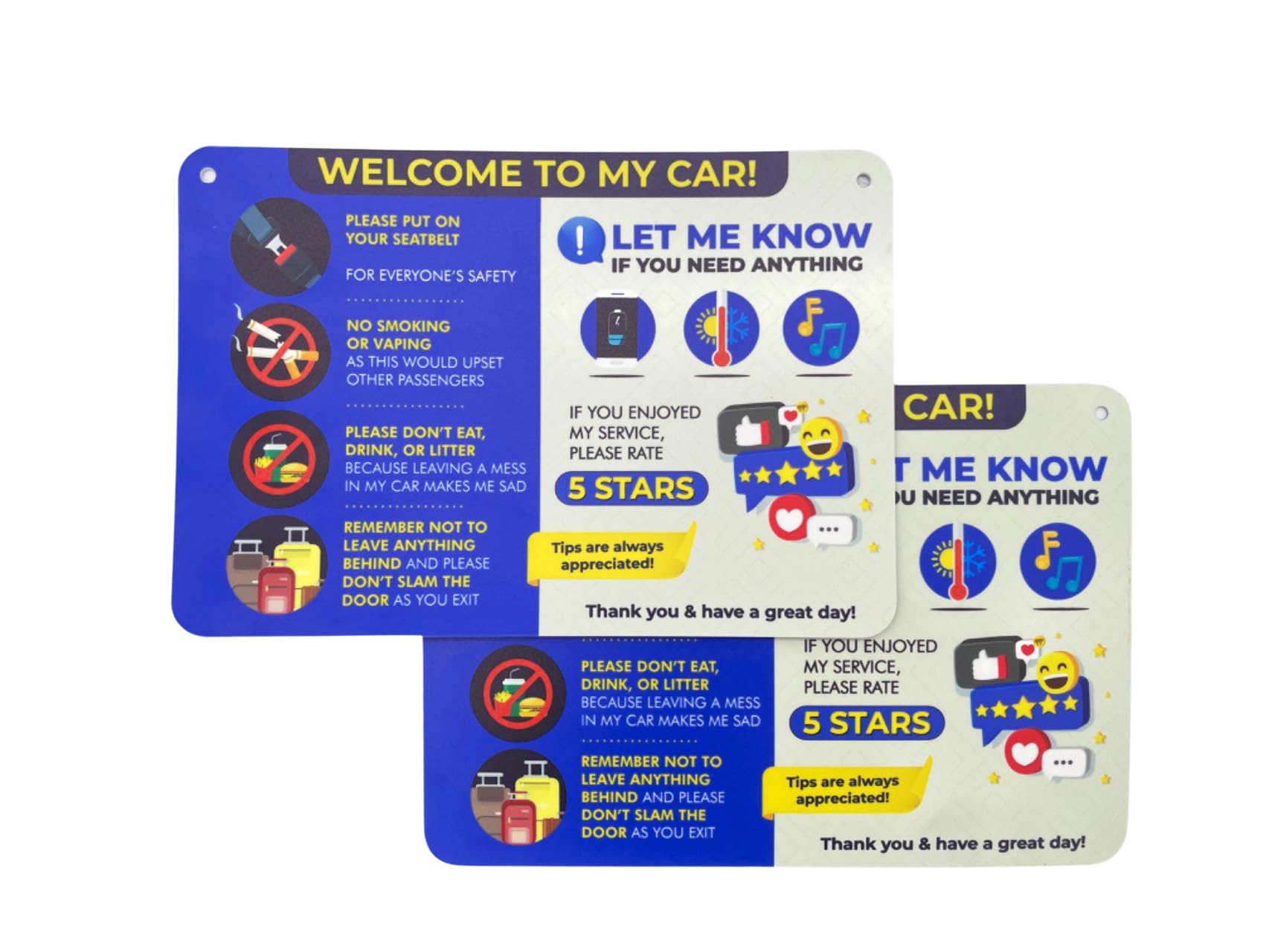 Nivrana Rideshare Car Sign 2-Pack - Better Customer Relations, Higher Ratings And More Tips With Universal Sign, Accessory For R