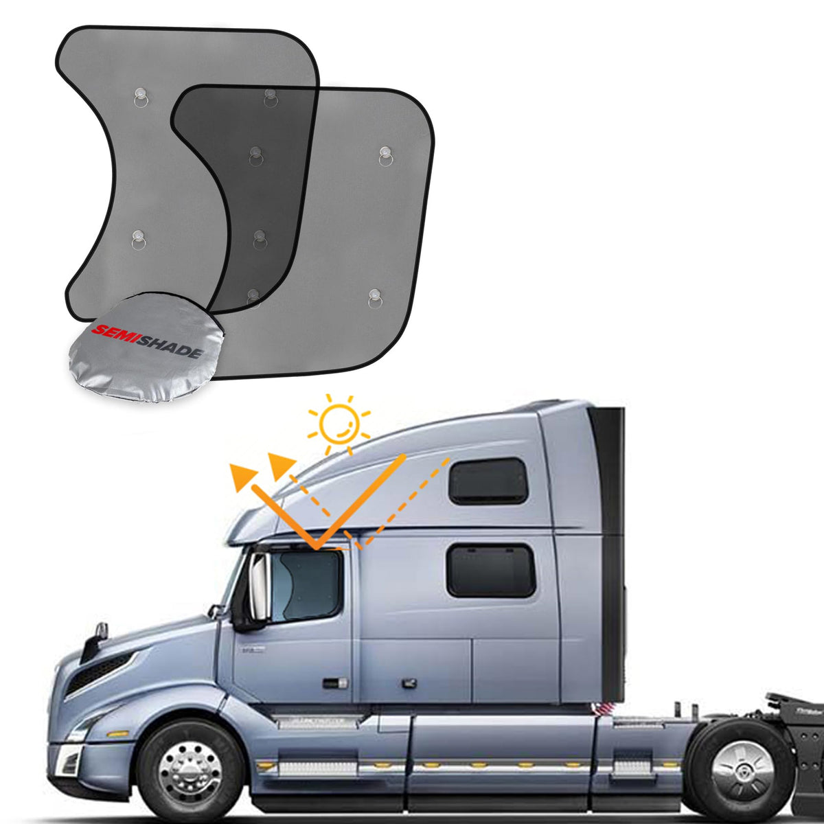 Side Window Sun Shade for Semi-Truck - Custom Fit for Freightliner Cascadia (All Years) - Interior UV Protection, Easy Install