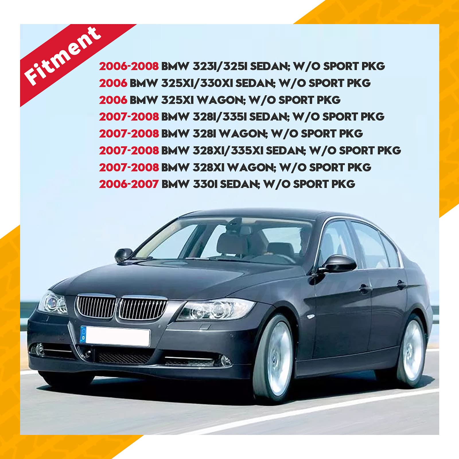 Autowiki Fog Lights Compatible With 2006-2008 Bmw 3 Series E90 Sedan/ E91 Wagon (W/O Sport Pkg) 2Pcs With Clear Lens