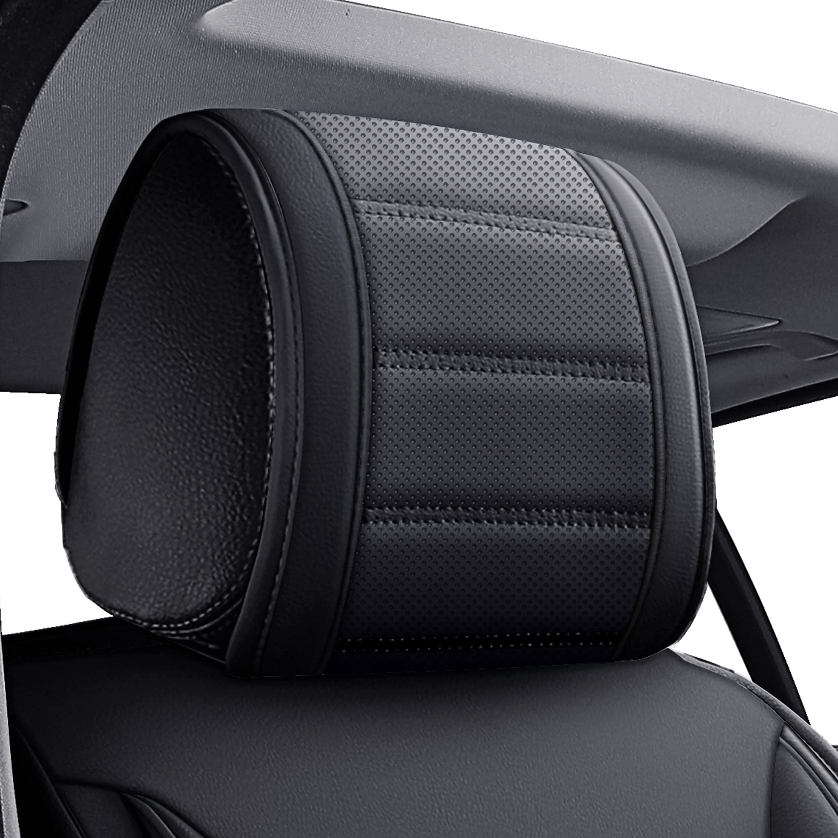 Omoka Auto Rear Car Seat Covers With Waterproof Leather,Vehicle Cushion Cover For Cars Suv Sedan Pick-Up Truck Universal Fit Set For Most Cars (Black, Rear Seat)