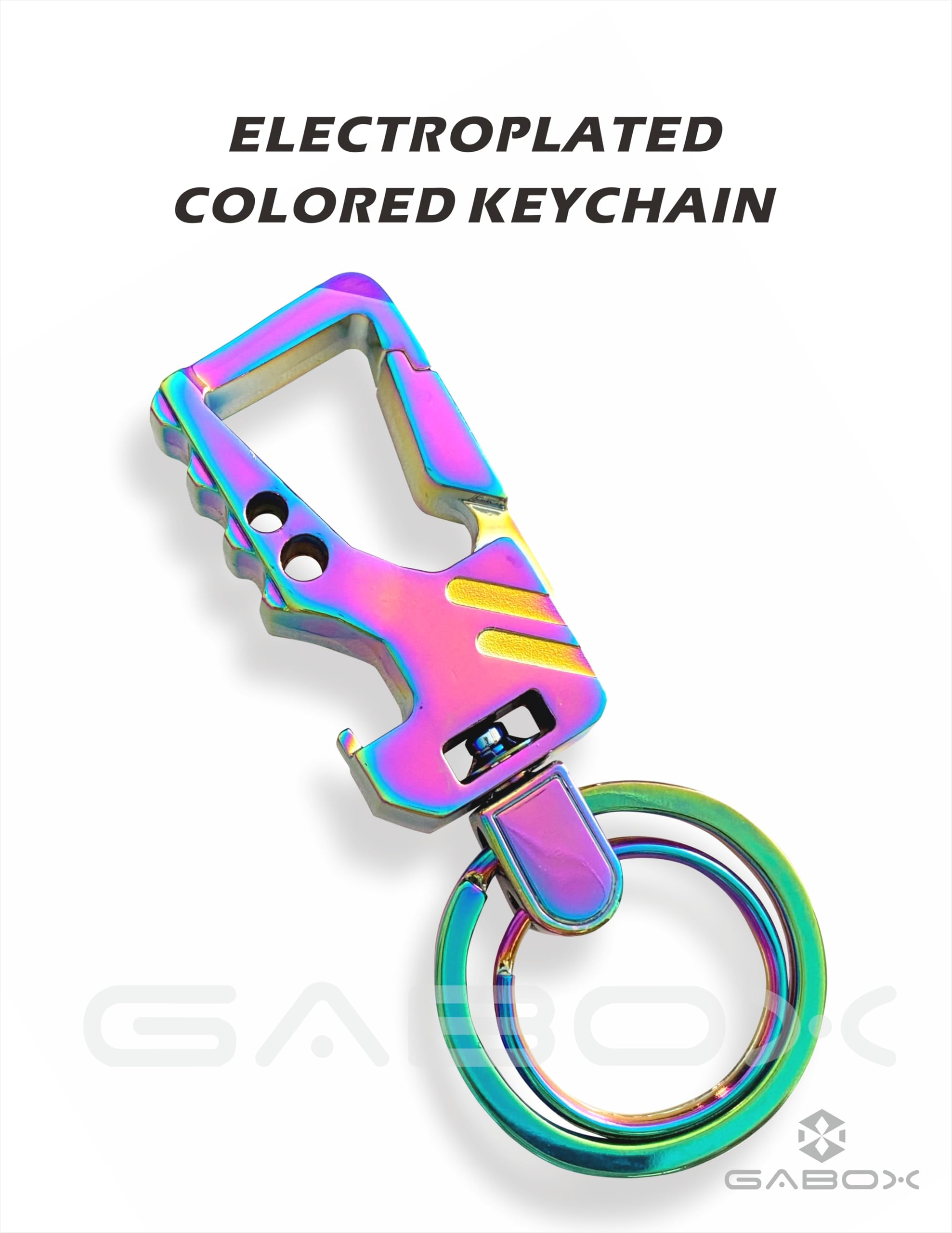 Gabox Keychain Edc Keyring Bottle Opener Auto Car Key Holder Tactical Carabiner Key Chain Clip Llaveros Porte-Cl  S, Electroplat