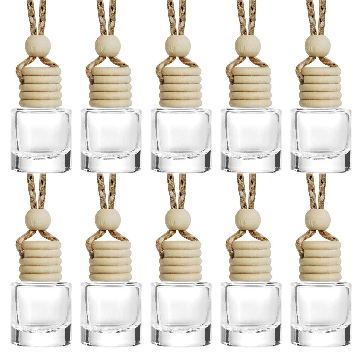 Esewalas 10Pcs Hanging Car Air Freshener,8Ml Car Hanging Diffuser,Empty Glass Perfume Bottles Oil Diffuser Perfume Aromatherapy