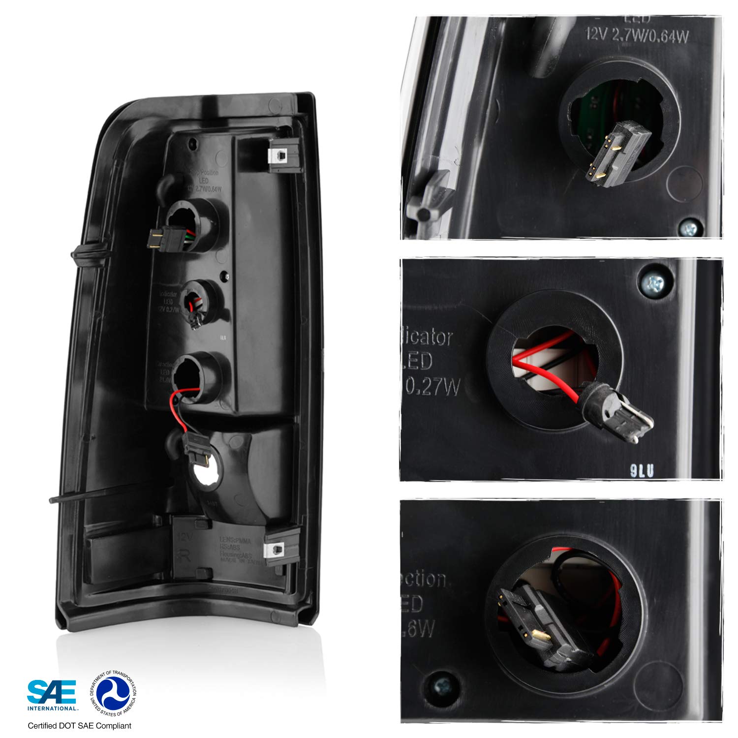 Akkon - Fits 2003-2006 Chevy Silverado 1500/2500/3500/1500Hd/2500Hd 2007 Classic C-Tube Black Smoked Tail Lights Pair Fleetside