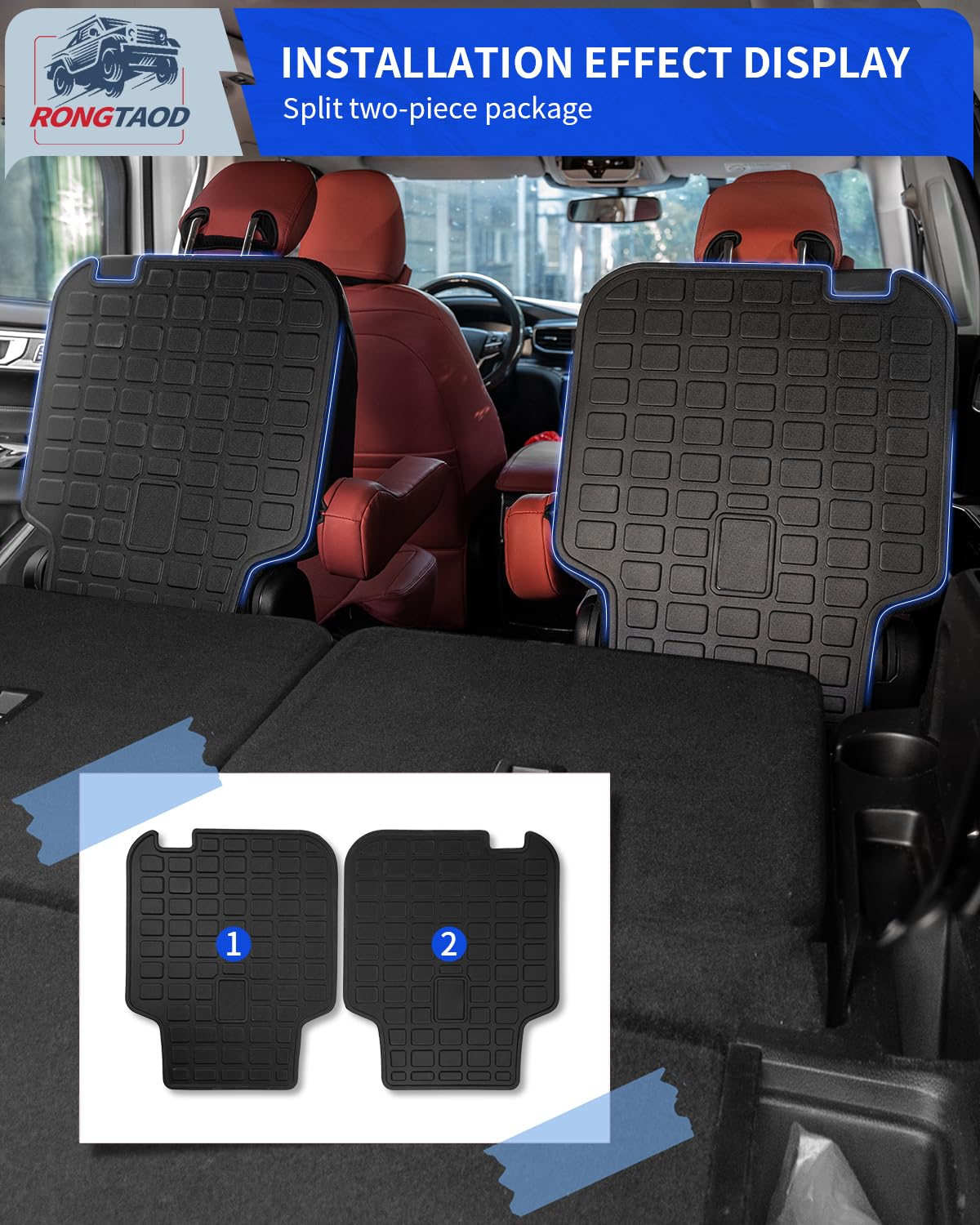 Rongtaod Back Seat Cover Protector Compatible With 2020-2025 Ford Explorer 6 Seats Back Seat Cover Kick Mat Trunk Mat Cargo Mat