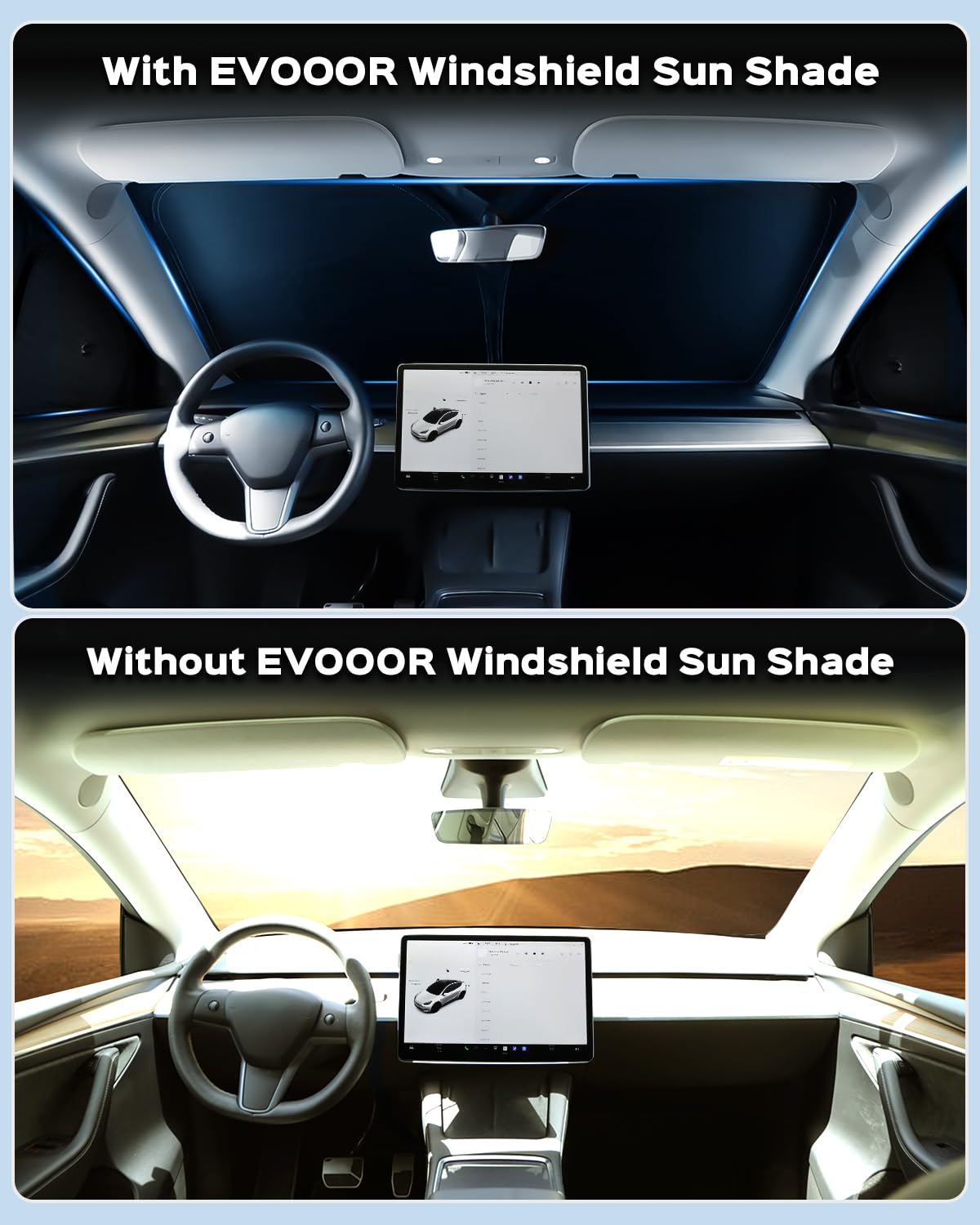 EVOOOR Sun Visor- Privacy and Thermal Insulated Sunshades Curtains for Tesla 3/Y/S/X (Model Y-10pcs)