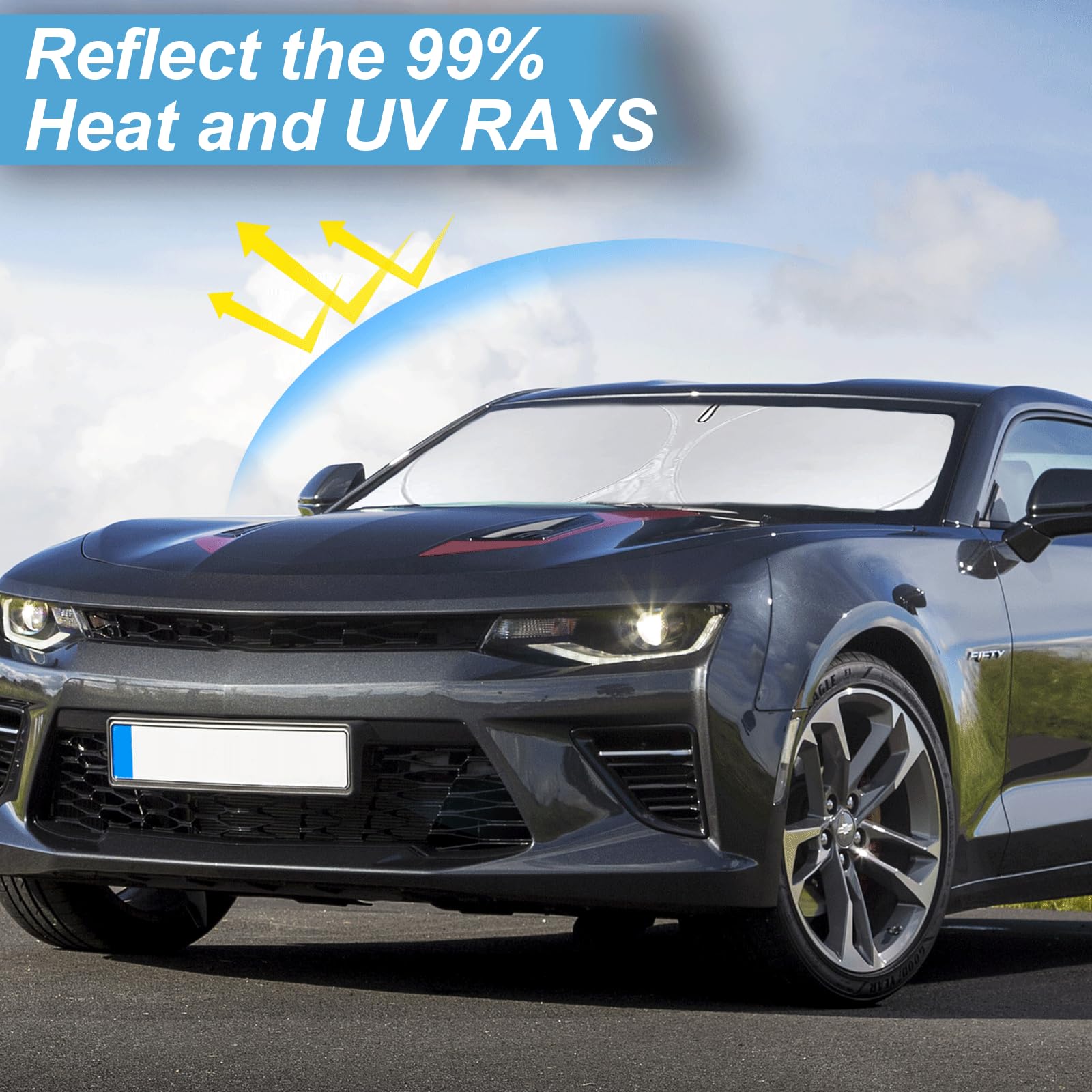 For Chevy Camaro Coupe 2024 Windshield Sun Shade Foldable Sunshade For Chevrolet Camaro Coupe 2016-2024 2025 Windshield Cover 21