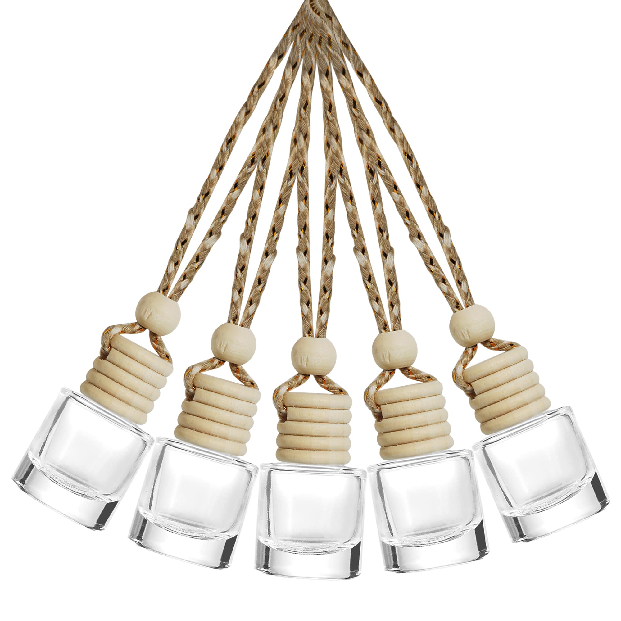 Esewalas 5Pcs Hanging Car Air Freshener, Empty Glass Perfume Bottlespendant Bottle, Air Freshener Pendant