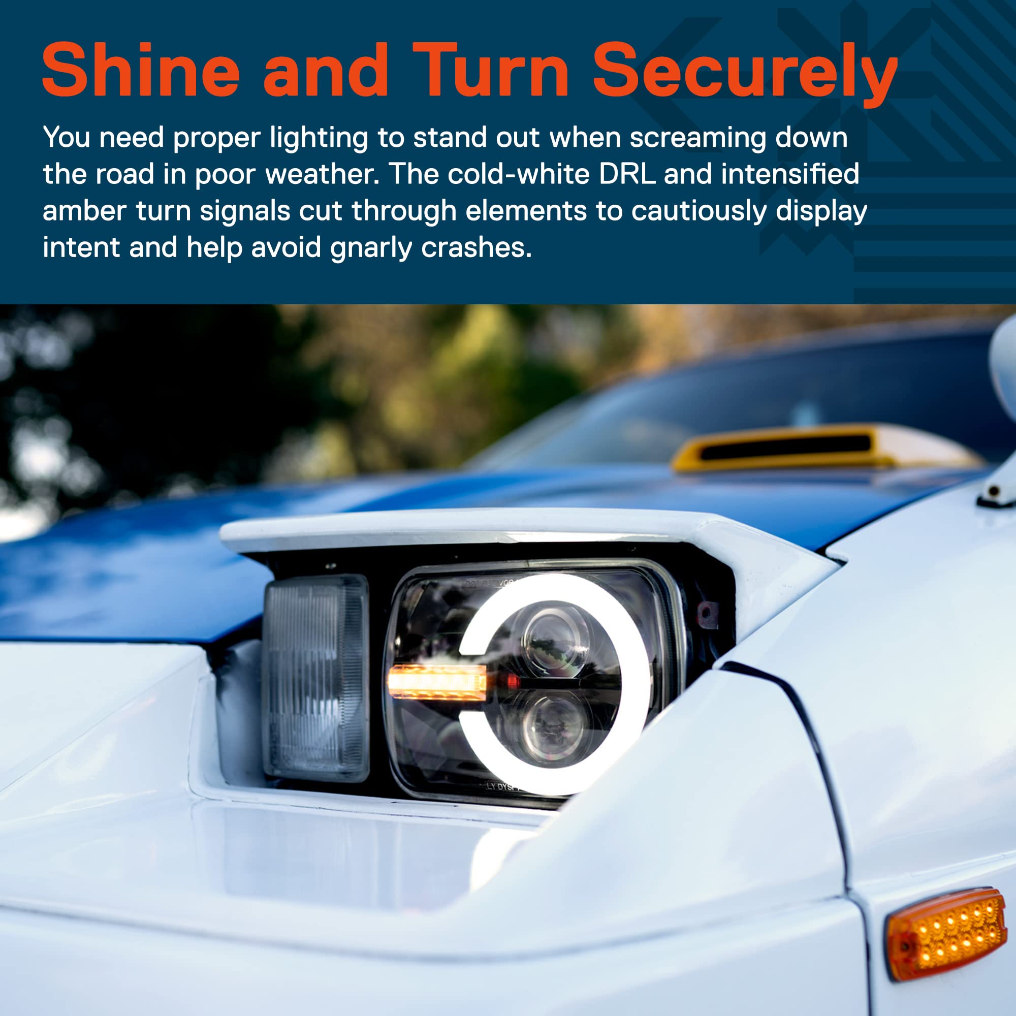 TRUE MODS 5x7 7x6 Inch H6054 LED Headlights Sealed Beam Replacement for Jeep Wrangler YJ Cherokee XJ [DOT Approved] [Turn Signal