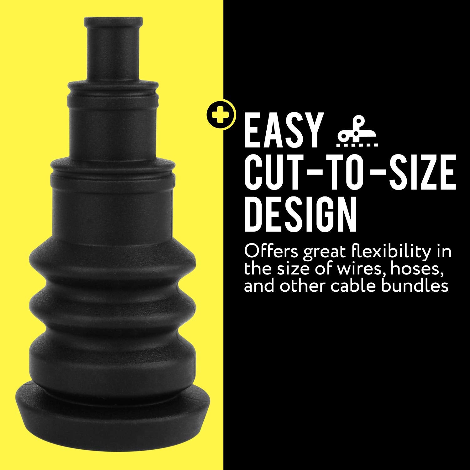 Mission Automotive Universal Firewall Boot Pack of 2, For Wire Bundles 3/8'' to 1'', Quick & Easy Grommet for Running Cable Thro