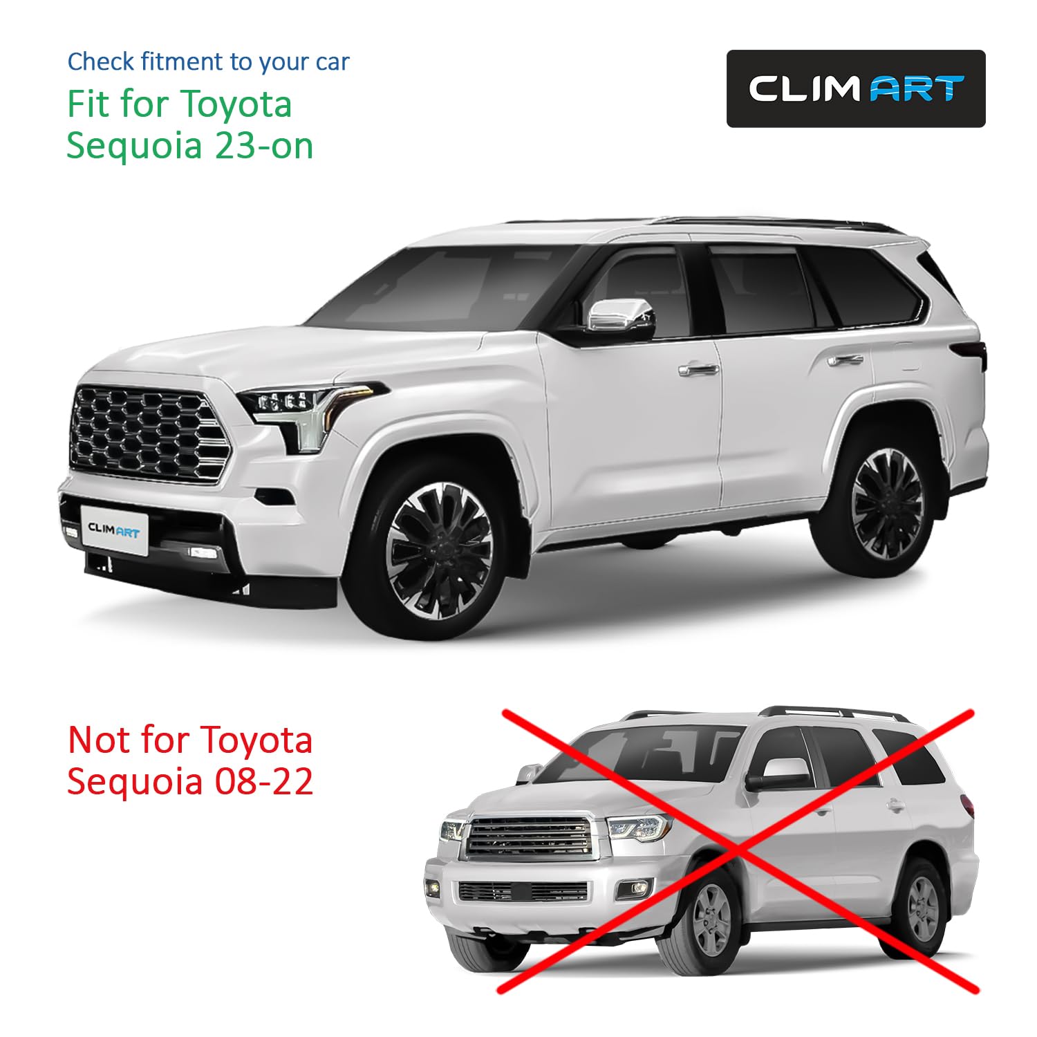 Clim Art In-Channel Incredibly Durable Rain Guards For Toyota Sequoia 2023-2025, Original Window Deflectors, Vent Window Visors,