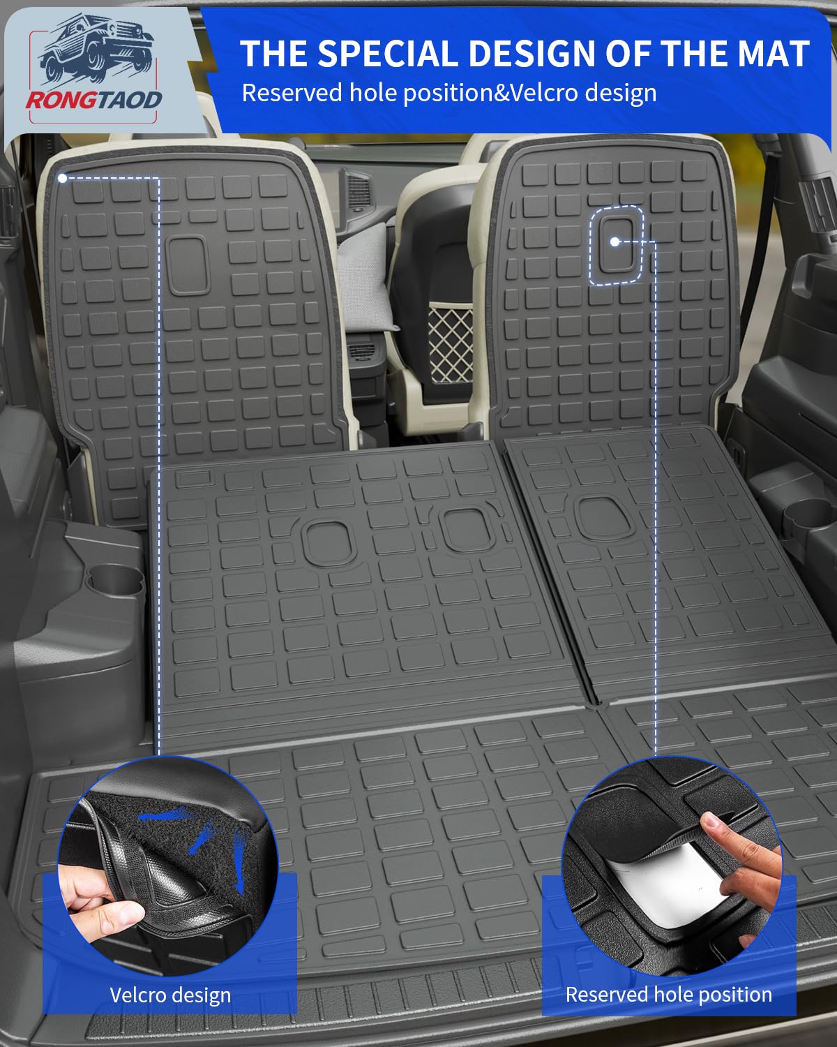 Rongtaod Cargo Mat Compatible With 2020-2025 Hyundai Palisade 7 Seats Trunk Mat Cargo Liner Kick Mat Trunk Liner 2024 Palisade A