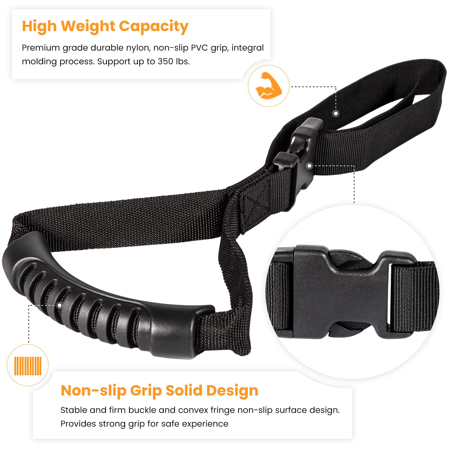 E-Cowlboy Auto Cane Grab Handle Adjustable Standing Aid Safety Handle Portable Vehicle Support Grab Bar Nylon Grip Handle Mobility Assist Device (Black)