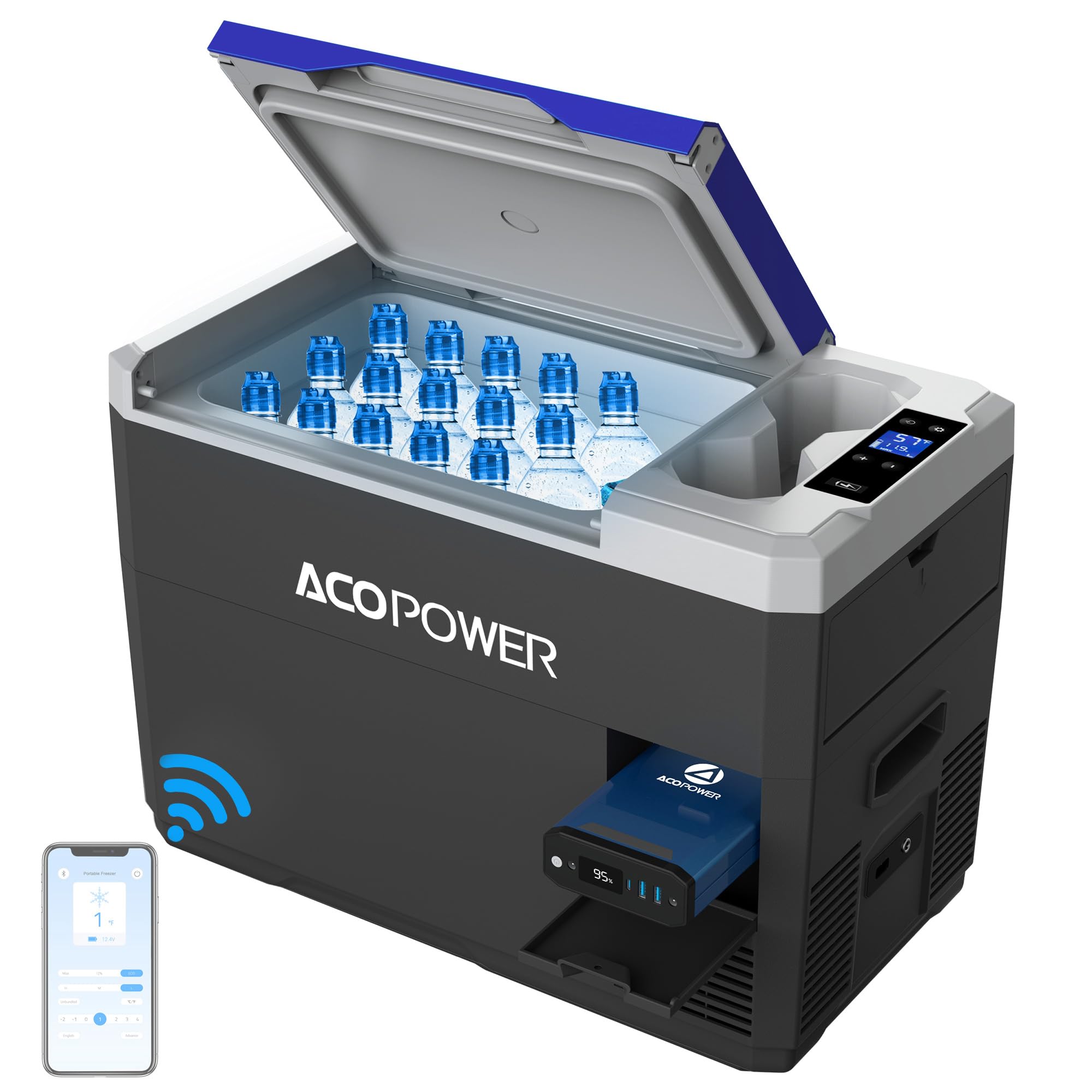ACOPOWER&LiONCooler Mini VX28 Battery Refrigerator, 29Qt Car Freezer with APP Control, -4?~68? RV Portable Fridge, 12V Cooler fo