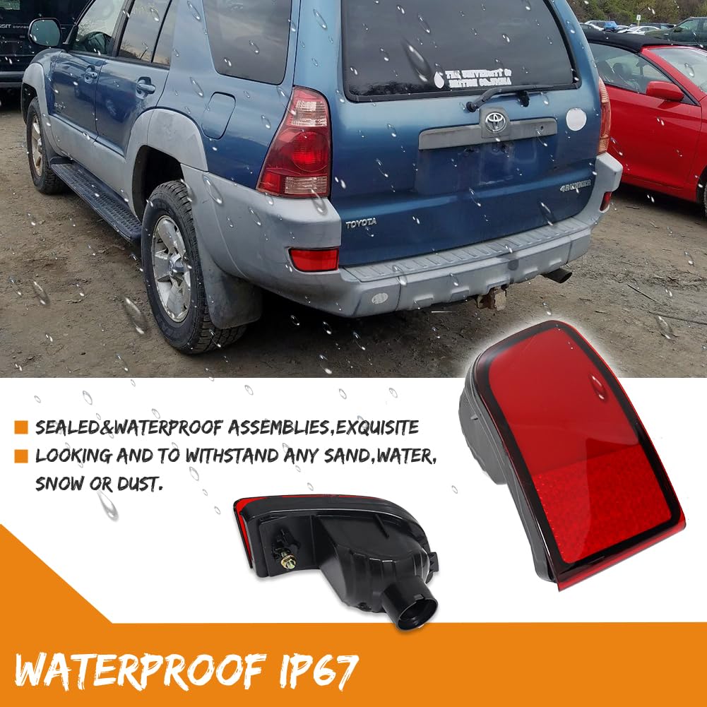 Adiil Red Rear Bumper Reflector Marker Lights For 2003 2004 2005 Toyota 4Runner