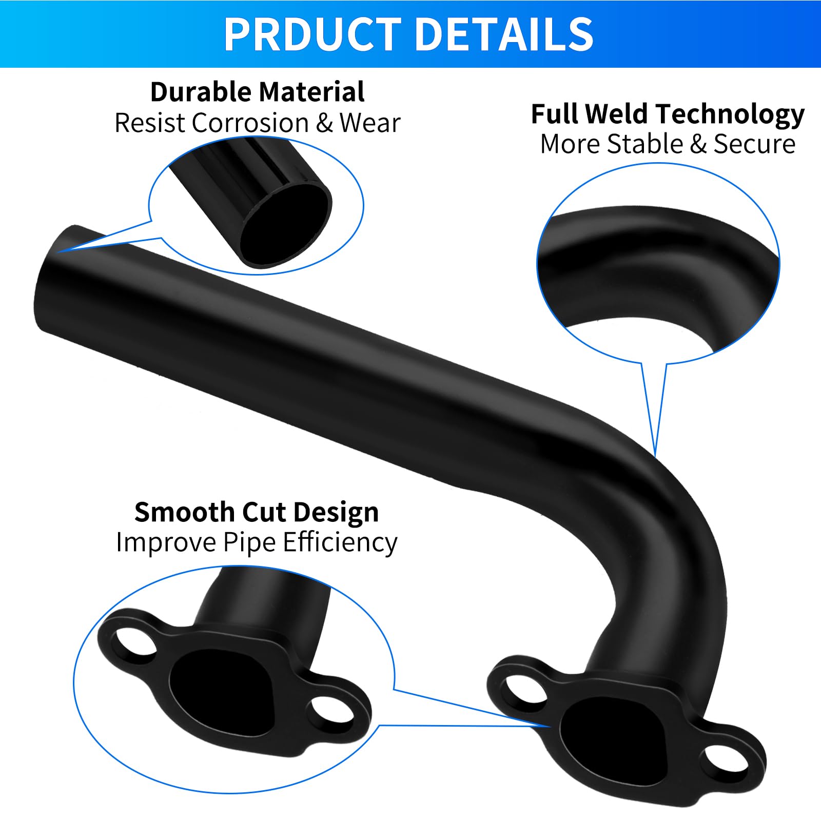 Yoxufa 212Cc Exhaust Pipe Header For Predator 212Cc 196Cc 224Cc 6.5Hp Gx160 Gx200 Small Engine Coleman Ct200U Ct200U-Ex Bt200X Kt196 Baja Warrior Massimo Mb200 Mini Bike Go Kart Performance Parts