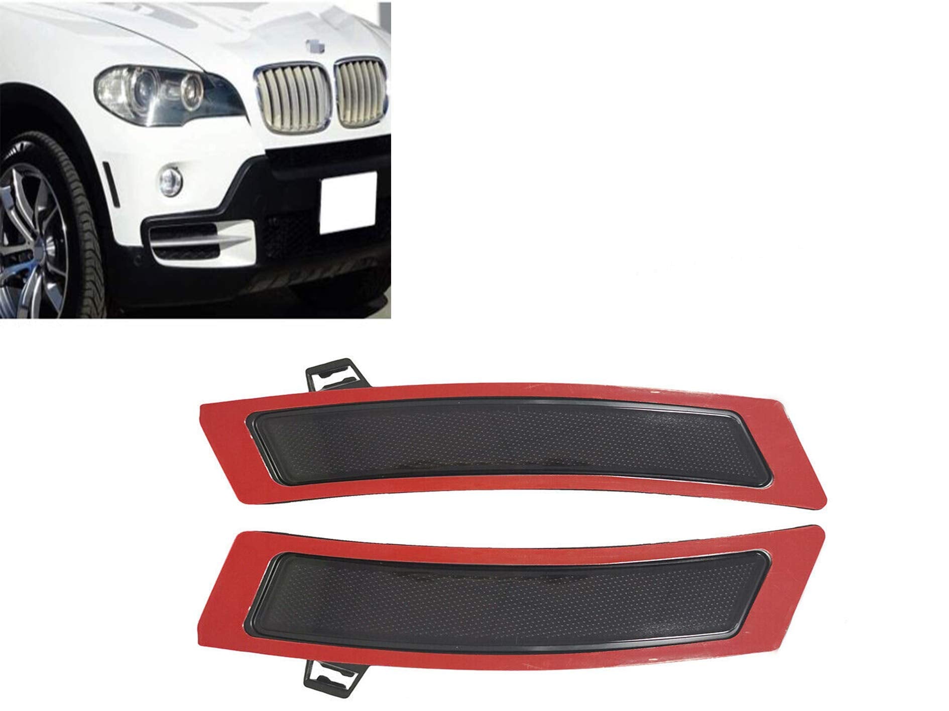 Eloveq Dark Smoke Lens Front Bumper Side Markers Replacement Reflector Compatible With 2011-2013 Bmw E70 X5 Lci Models W/O Side 