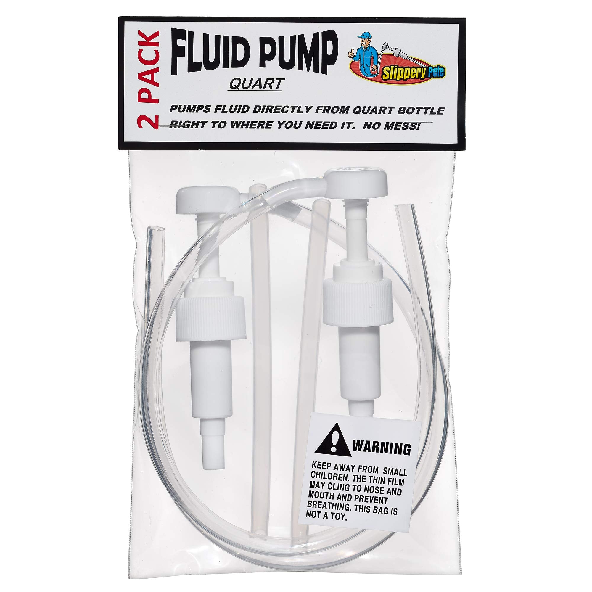 Slippery Pete 5cc Fluid Pump for Quart Bottles - Ideal for Gear Oil, Transmission & Differential Fluid Transfer - White