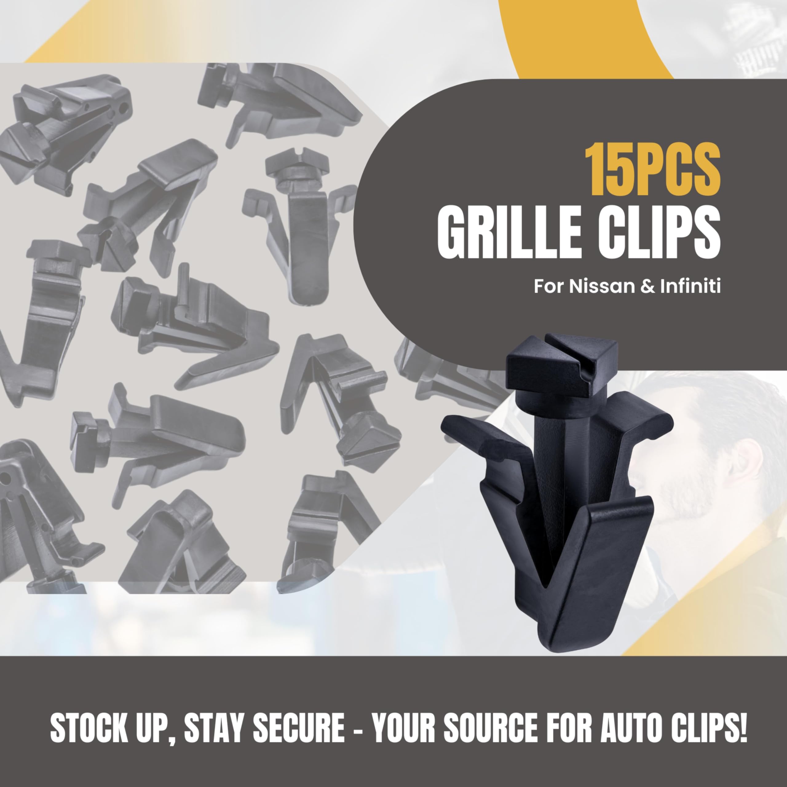 Rexka 15Pcs Black Nylon Front Grille Bumper Cover Retainer Fastener 76882-0M060 For Nissan Infiniti Titan 240Sx Altima Cube Fron