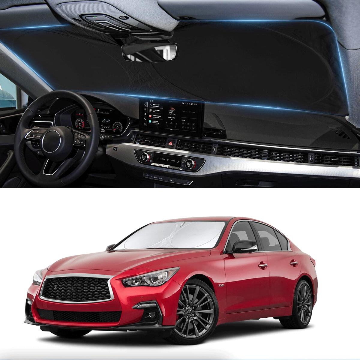 Custom Fit Infiniti Q50 Windshield Sunshade For 2014-2024 2025 Q50 For Infiniti Front Window Shades Cover For Windshield Sun Vis