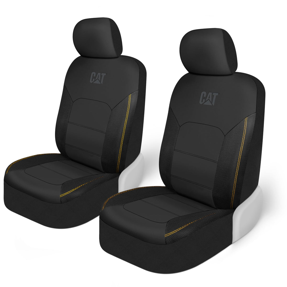 Cat FlexHybrid Car Seat Covers, Black Premium Faux Leather + Mesh Seat Covers for Cars Trucks SUV, Universal Fit Car Seat Covers