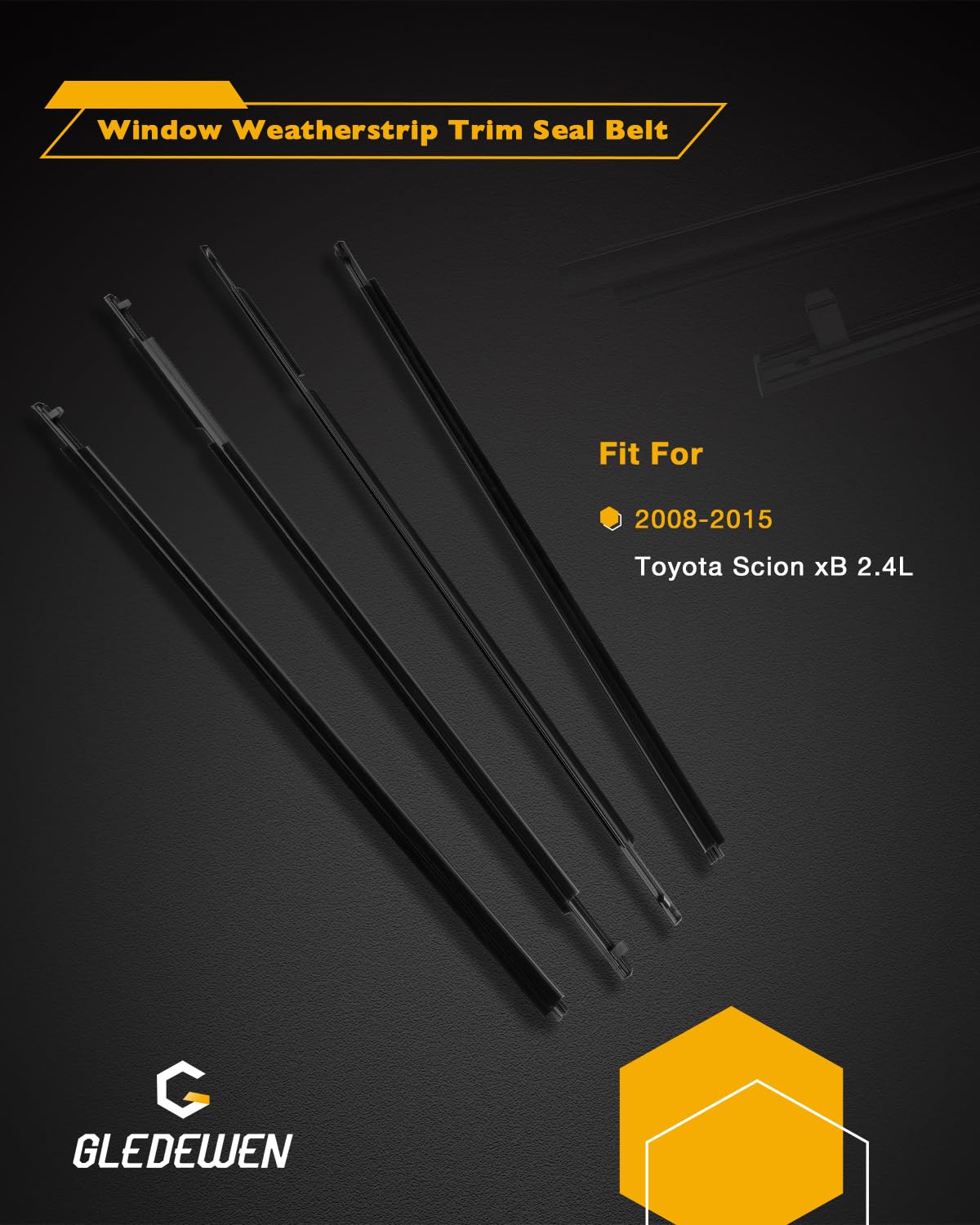 Toyota Scion xB Window Trim Seal, Weather Strip Belt Set, Compatible With 2008-2015, 75710-12820 75720-12820 75730-12340 75740-1