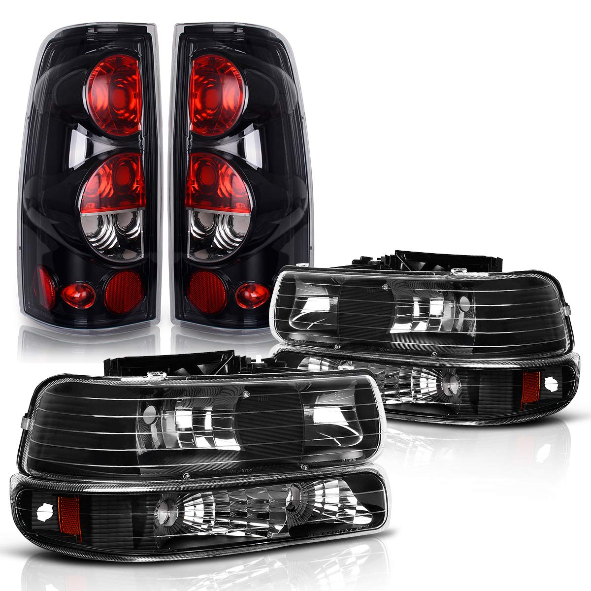 Dwvo Headlight Assembly And Taillights Compatible With 1999 2000 2001 2002 Chevy Silverado 1500 2500/01-02 Chevy Silverado 1500H