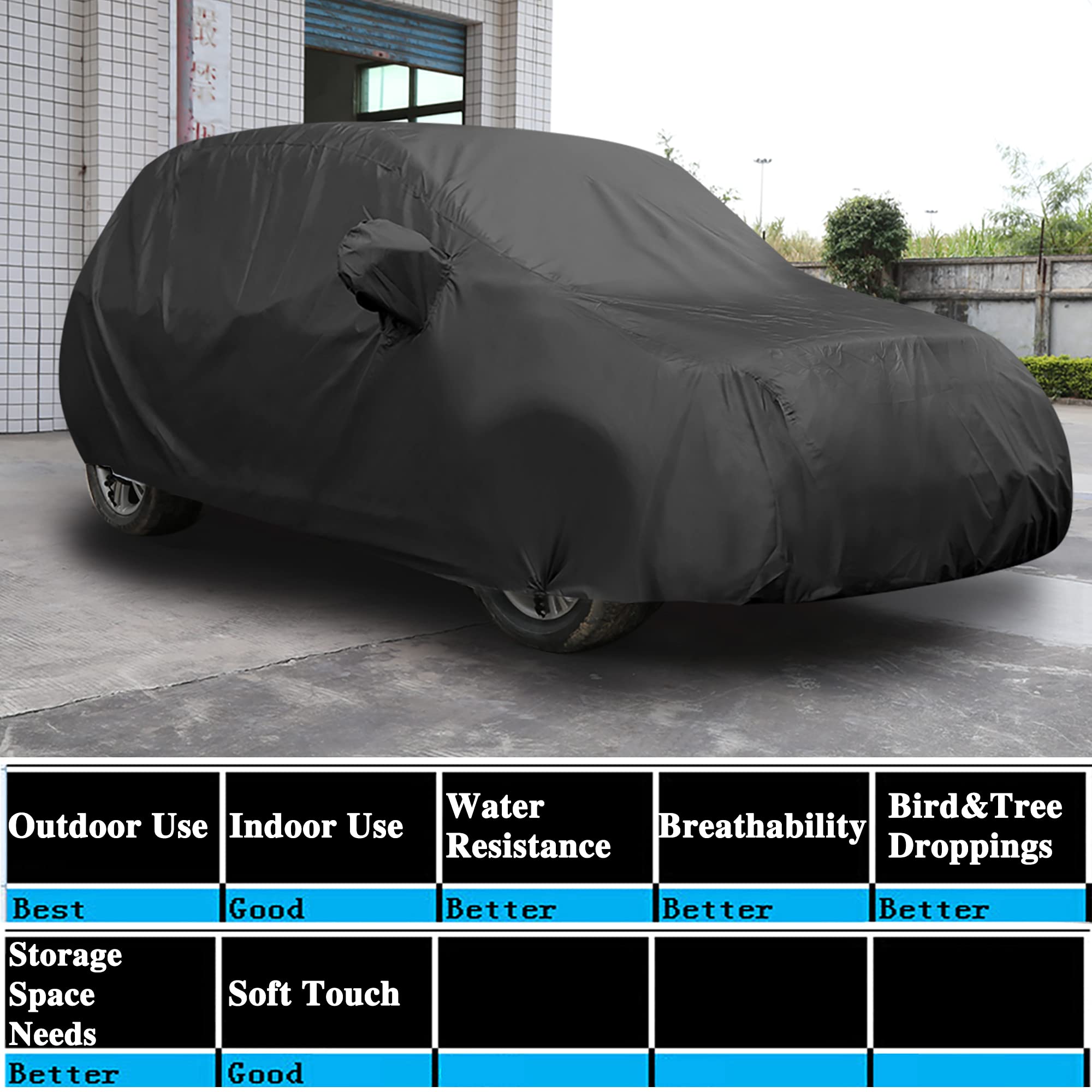 uxcell YXL Heavy-Duty Waterproof & Breathable Car Cover with Mirror Pockets - UV/Snow/Rain/Dust Resistant Protection for SUV, Tr