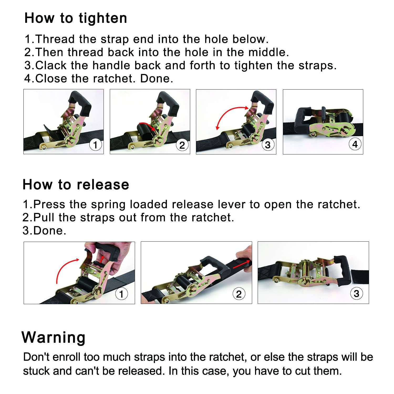 Endless Ratchet Tie Down Straps Heavy Duty Cargo Tie Downs, Durable Nylon Black Strap Down Ratcheting Securing Straps, Track Spring Fittings, Tie-Down Motorcycles, Trailer Loads, Kayak (20'X2-2Pack)