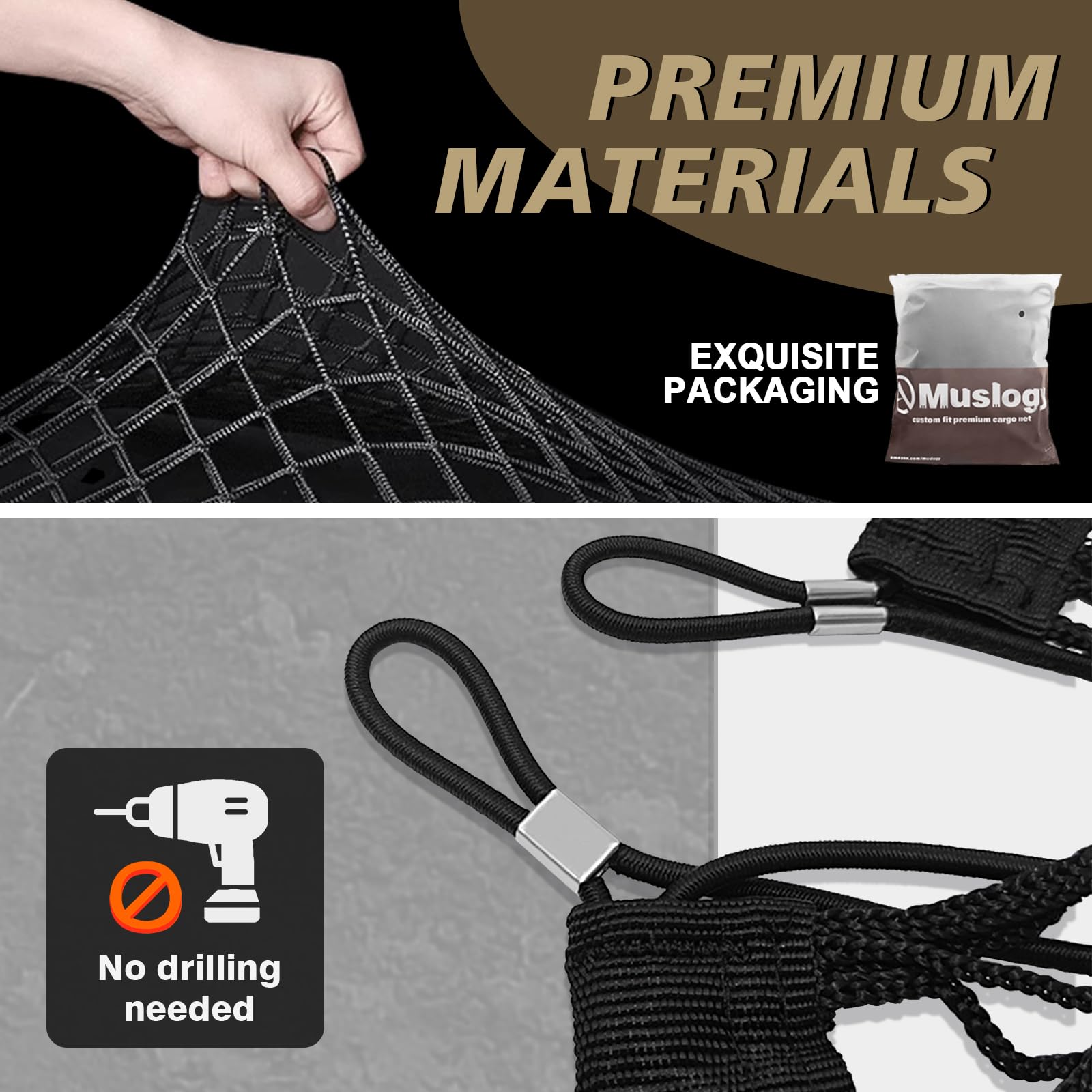 Muslogy Envelope Style Trunk Cargo Net Compatible With 2018-2023 Chevy Traverse Accessories Custom Fit Trunk Organizer Upgraded