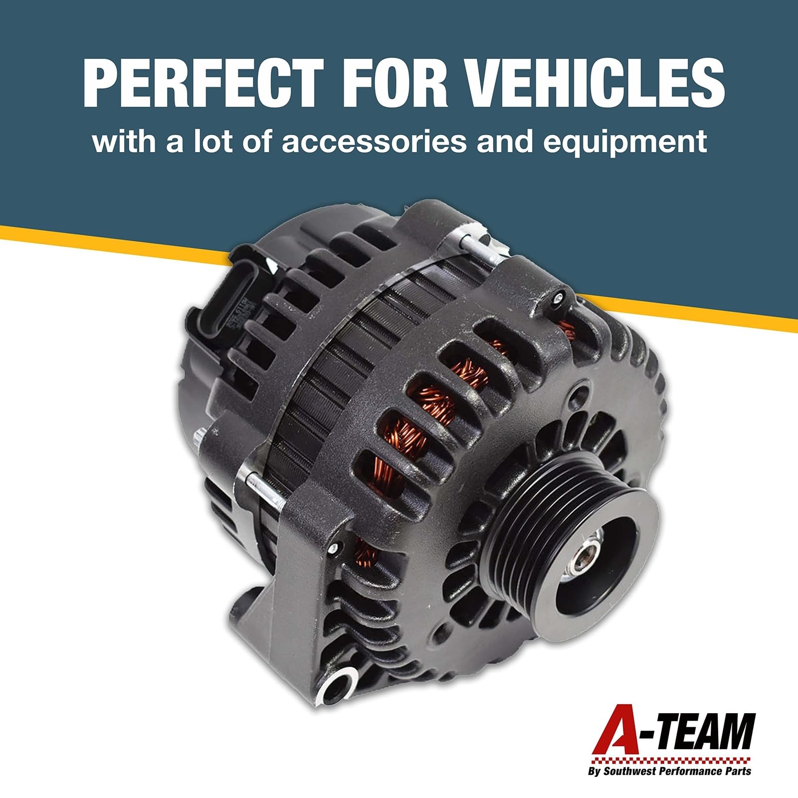 A-Team Performance - GM AD244 Style High Output 220 Amp Alternator Black - Compatible with Chevrolet BBC SBC GM Diesel