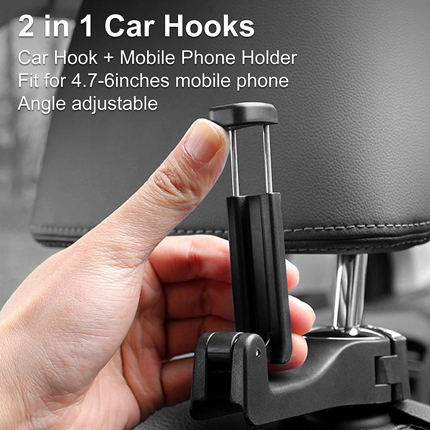 2 In 1 Car Seat Hooks For Purses And Bags With Phone Holder,Automative Headrest Purse Handbag Holder Hangers Organizers,Falling