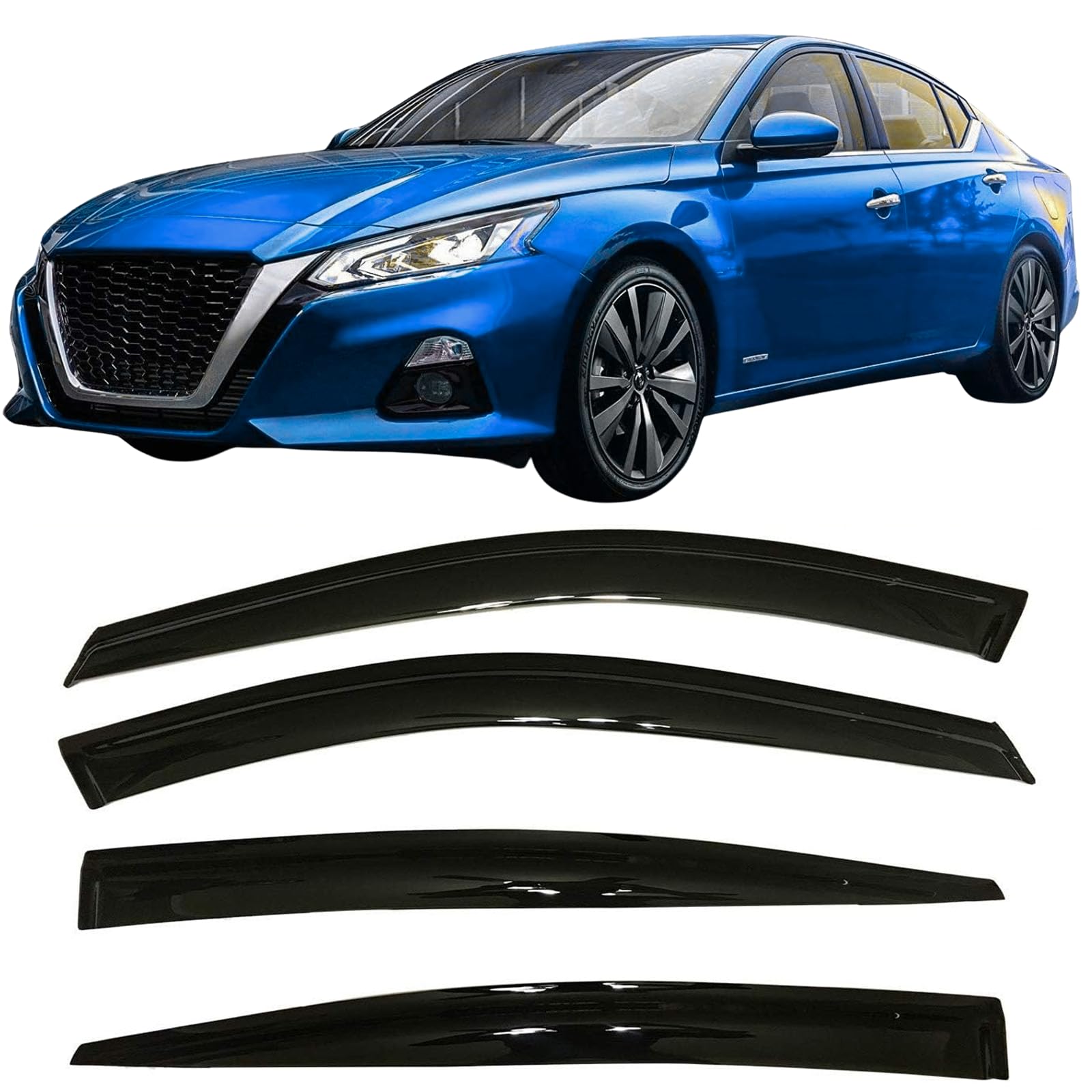 2019-2025 Tape-On Rain Guards For Nissan Altima Side Window Visor Deflectors Extra Thick Vent Shades S Sr Sv Sl L34 2019 2020 20