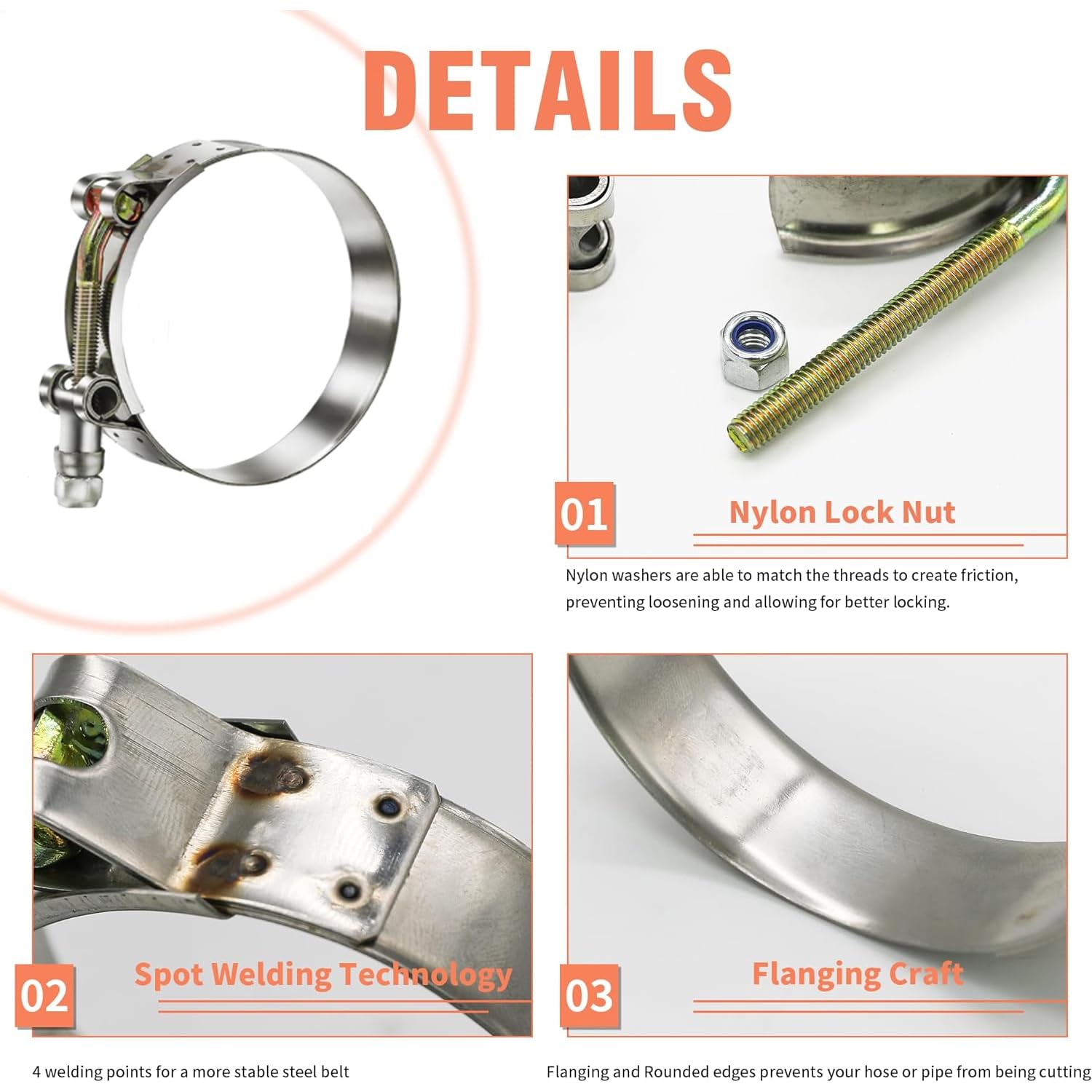 Wysiwyka 14 Pcs 7 Sizes T-Bolt Hose Clamps, 304 Stainless Steel Turbo Intake Intercooler Clamp,Working Range 32-91Mm For 1-3'' H