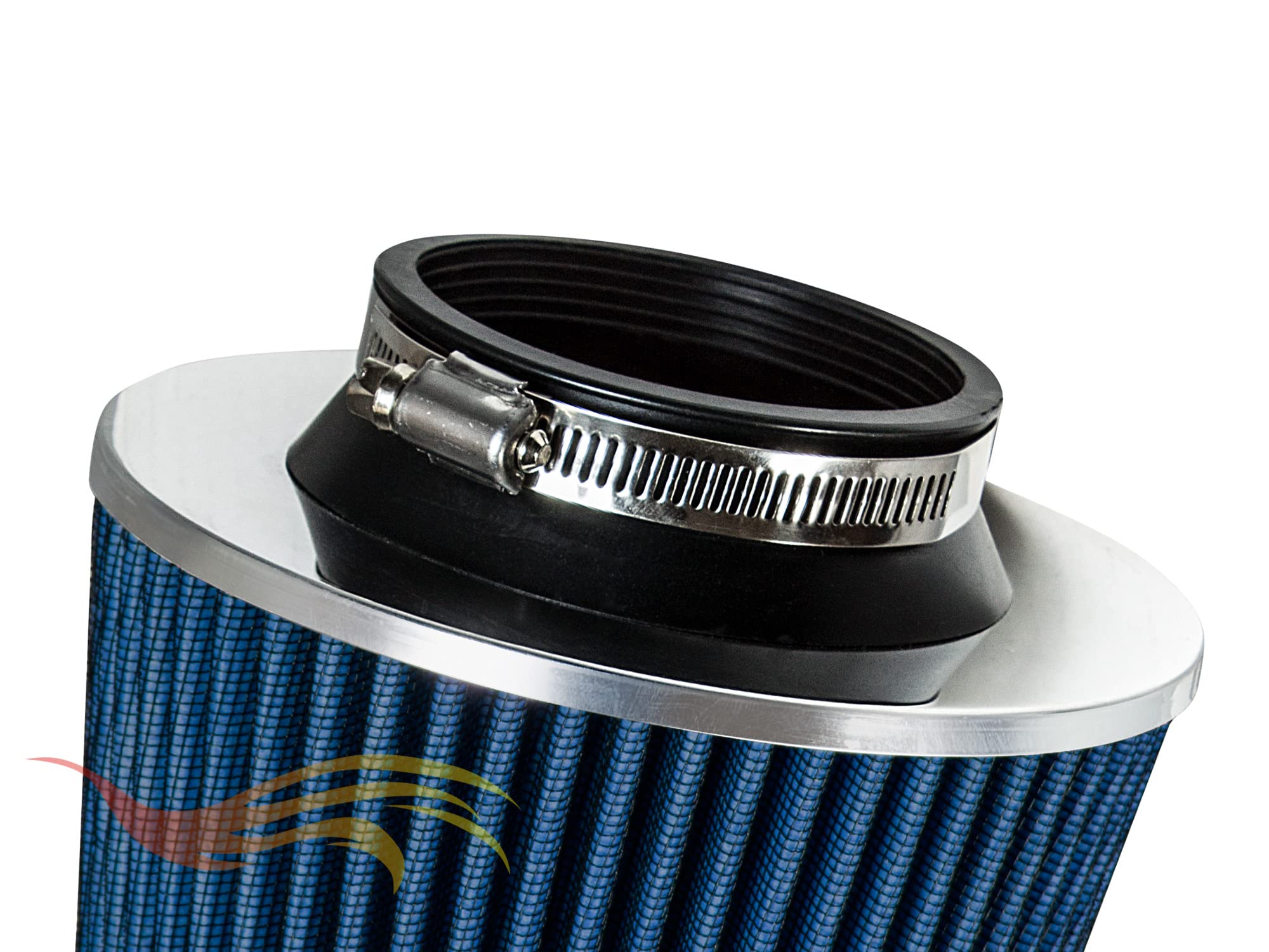 Blue 2.5'' 63.5 Mm Inlet Cold Air Cone Replacement Performance Washable Clamp-On Dry Air Filter