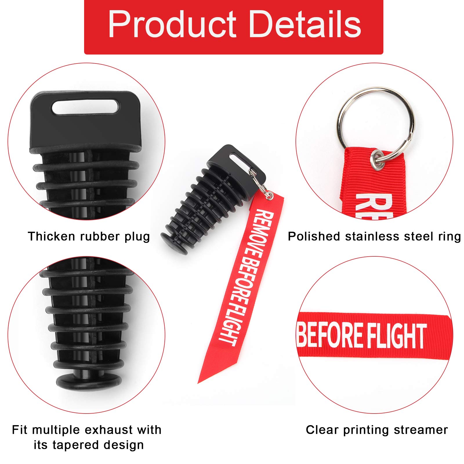 Coitak Muffler Exhaust Wash Plug, 1.1''-1.8'' Wash Plug For Motorcycle Bike 2 Stroke Rubber Exhaust Silencer (2 Pack) (1.1-1.8''