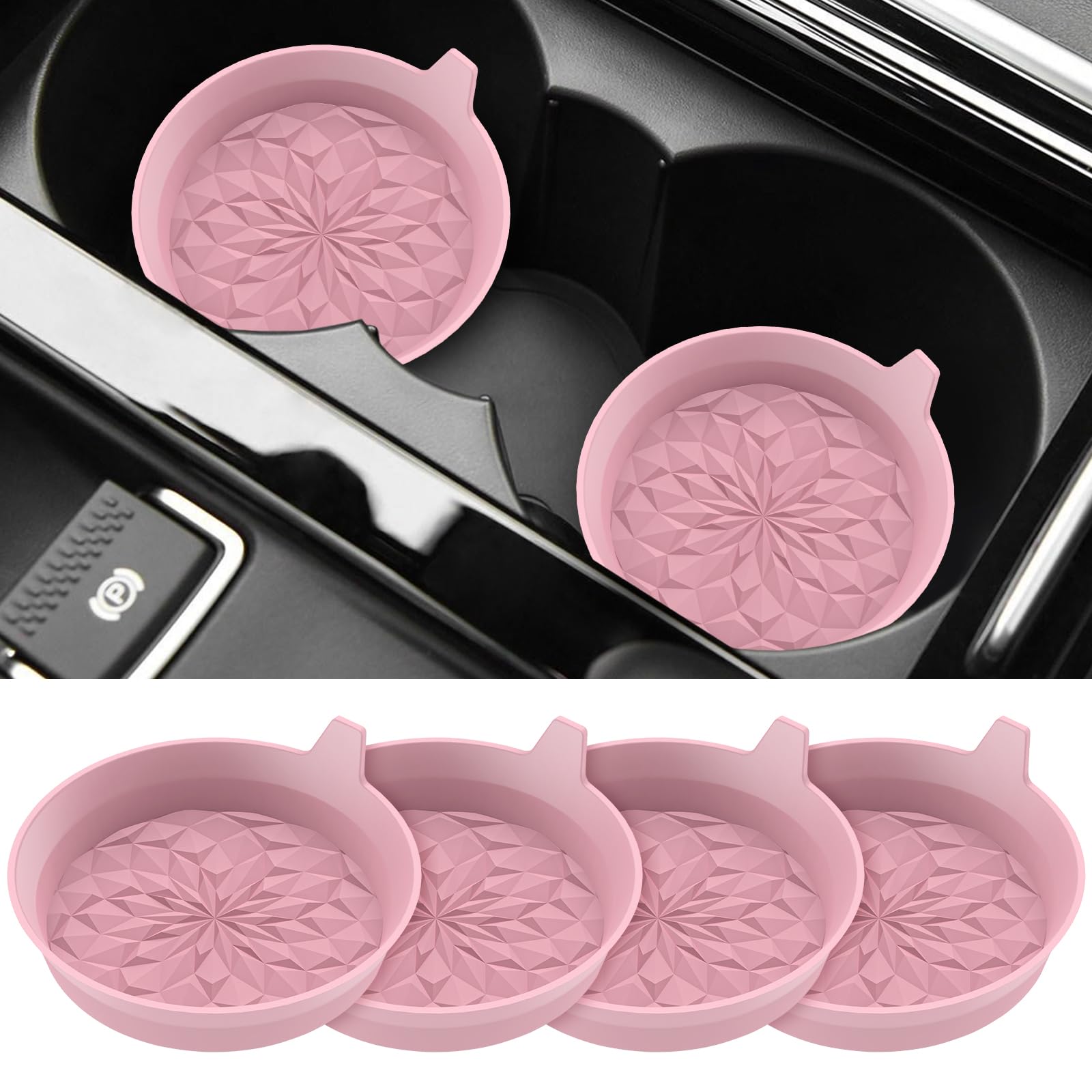 ME.FAN Car Cup Coasters [4 Pack] Silicone Cars Coasters - Universal Non-Slip Recessed Interior Accessories - Cup Holder Inserts 