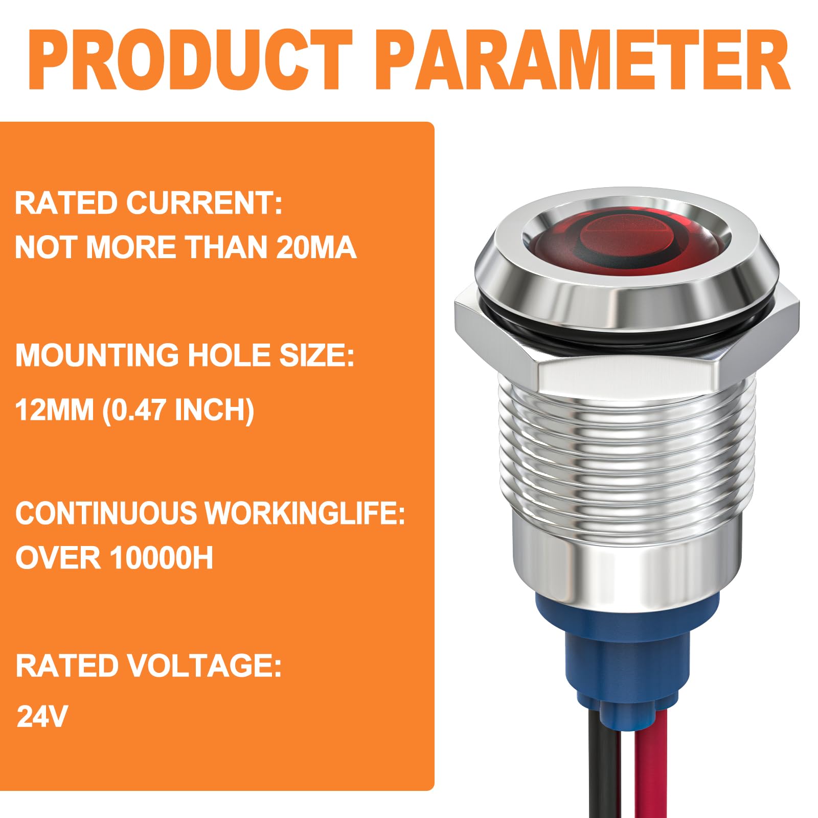 Gasher 5 Pcs Energy Saving Indicator Light, Led Light 12V/24V/110V 20Ma Panel Mount Light For Car Truck Boat Auto Part, Mounting