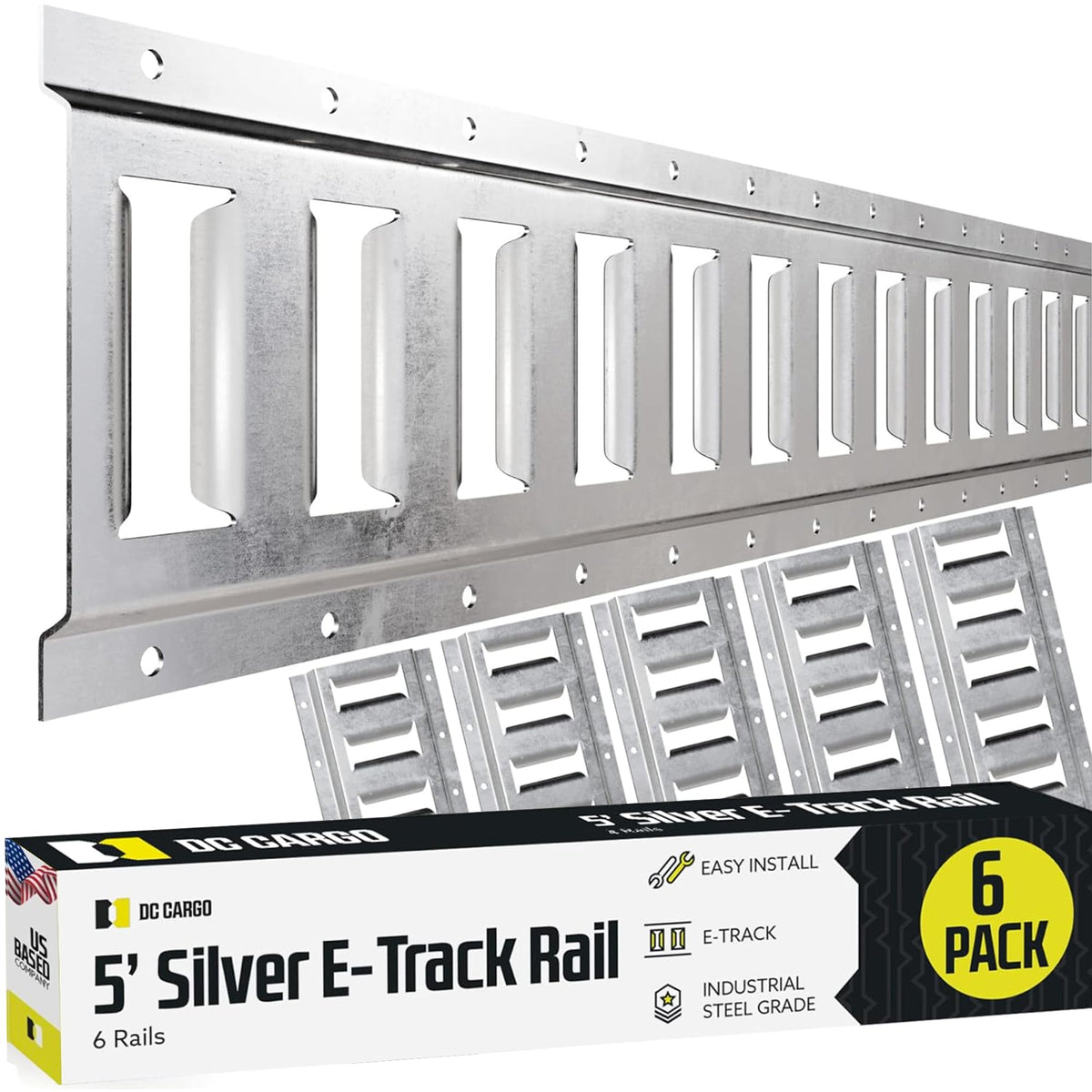 Dc Cargo Mall Outdoor E Track Tie Down Rail Kit 5' (6 Pack) For Garages, Vans, T WBCARB07M7XG3SP