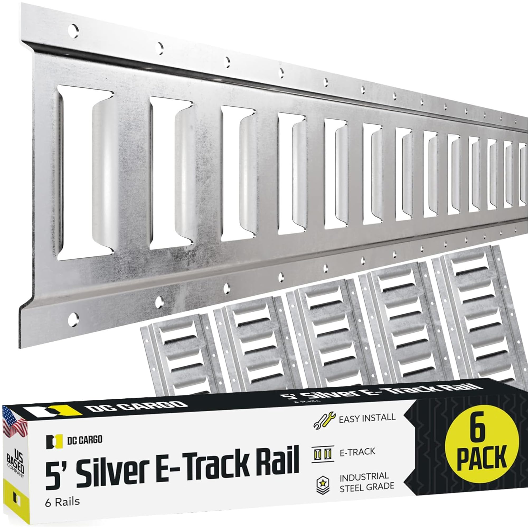 Dc Cargo Mall Outdoor E Track Tie Down Rail Kit 5' (6 Pack) For Garages, Vans, Trailers, Motorcycle Tie Downs, Atv Mountings-Etr