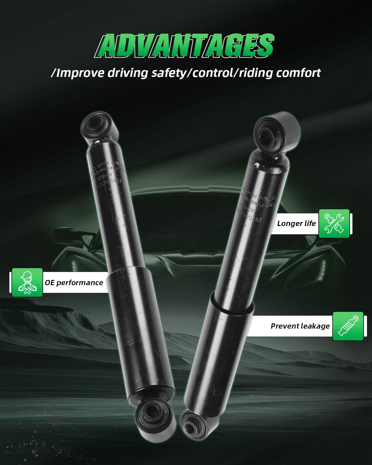 Scitoo - Rear Shock Absorber For Saturn Fits 2003 2004 2005 2006 2007 For Saturn Ion Shocks 343308 Struts - 2Pc Set