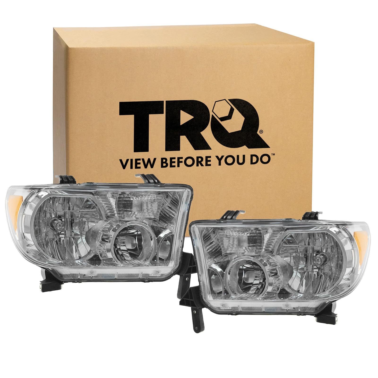 Trq Driver & Passenger Side Headlight Assembly Set Headlights Driver & Passenger Side Compatible With 2008-2017 Toyota Sequoia 2