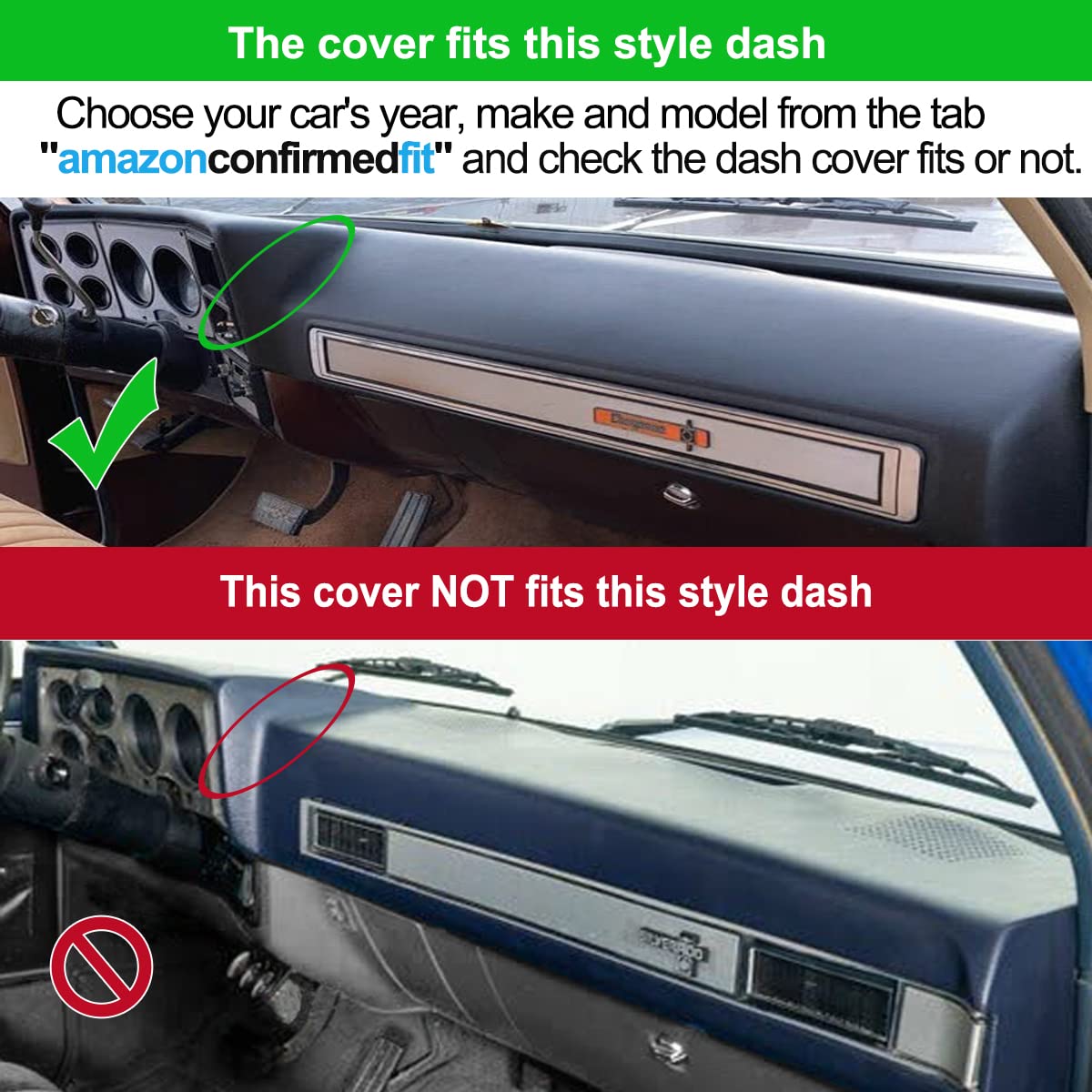 Dash Cover Mat Custom Fit For 1973-1980 Chevy Chevrolet C10 C20 C30 K10 K20 K30 Suburban K5 Blazer Pickup,Gmc Jimmy C/K 15 25 35