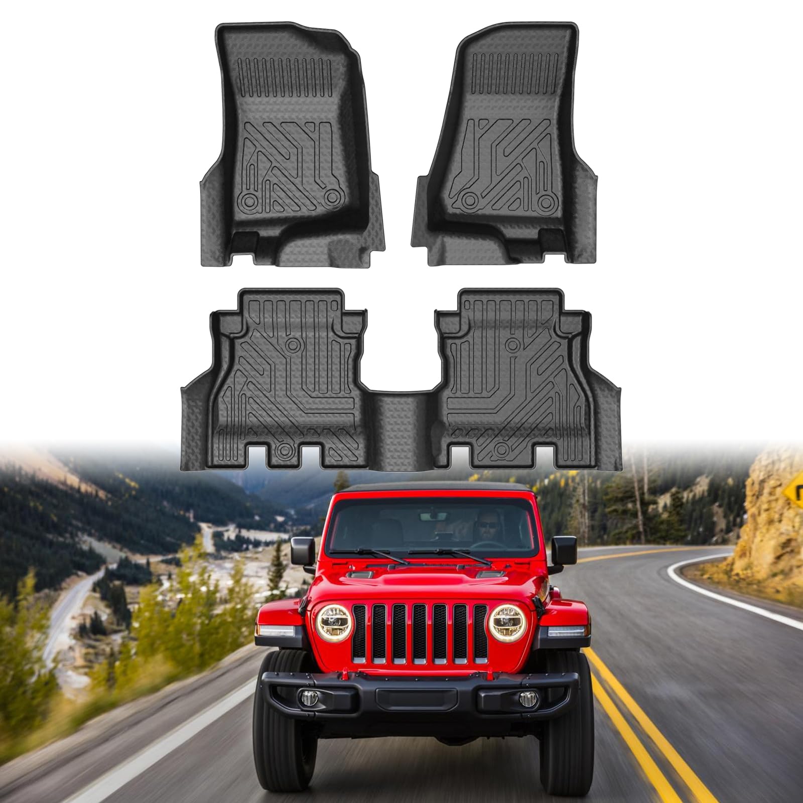 Mixsuper Custom Fit Floor Mats For 2018-2023 Jeep Wrangler Jl Unlimited 4-Door Models (Not For 2-Door, Jk Or 4Xe) All Weather Du