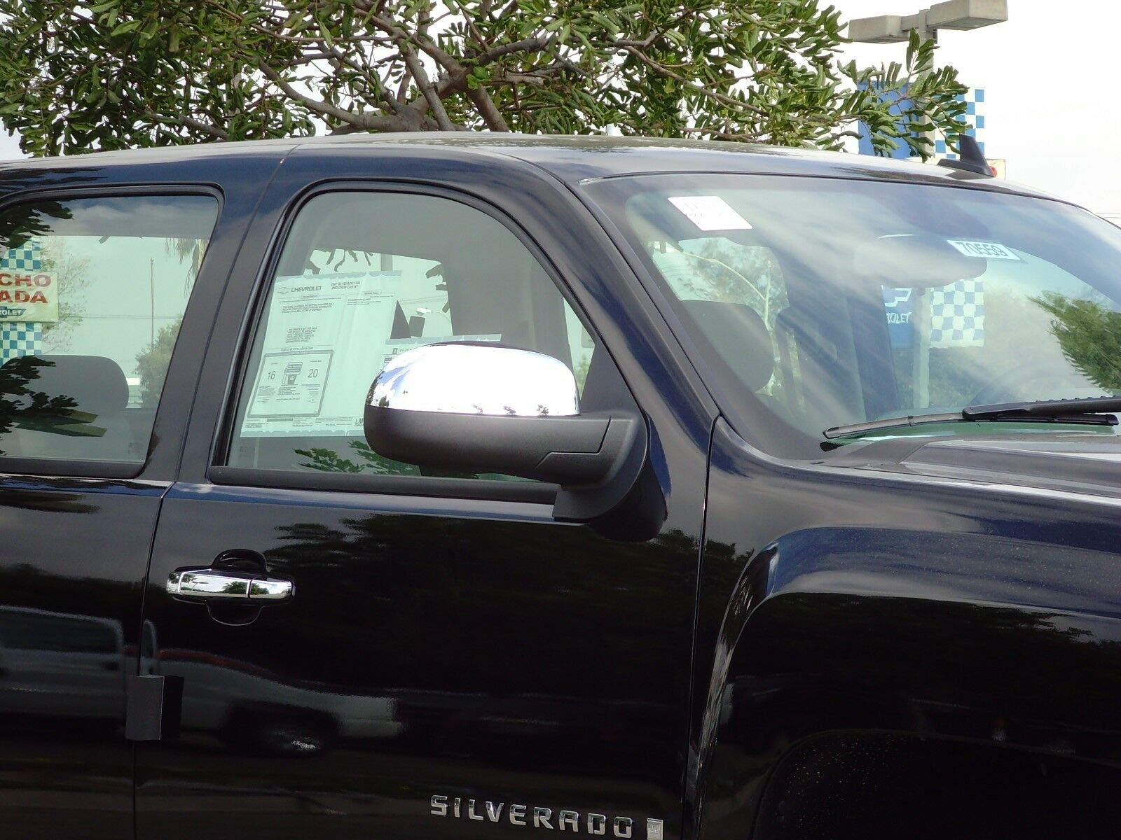 Eloveq Chrome Side Door Overlay Mirror Cover Covers Compatible With Gmc Sierra, Denali, Yukon 07-2013 / Chevy Suburban 07-2014 S