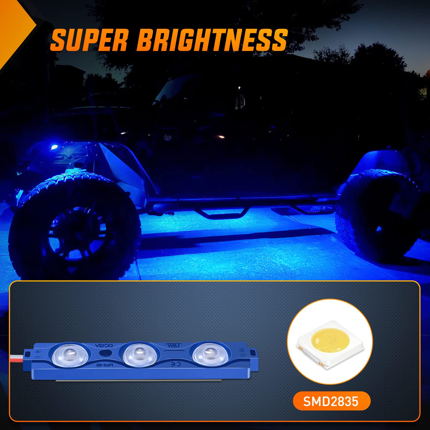 Nilight 8Pcs Truck Pickup Bed Light 24Led Blue Cargo Rock Lighting Kits With Switch For Van Off-Road Under Car Side Marker Foot